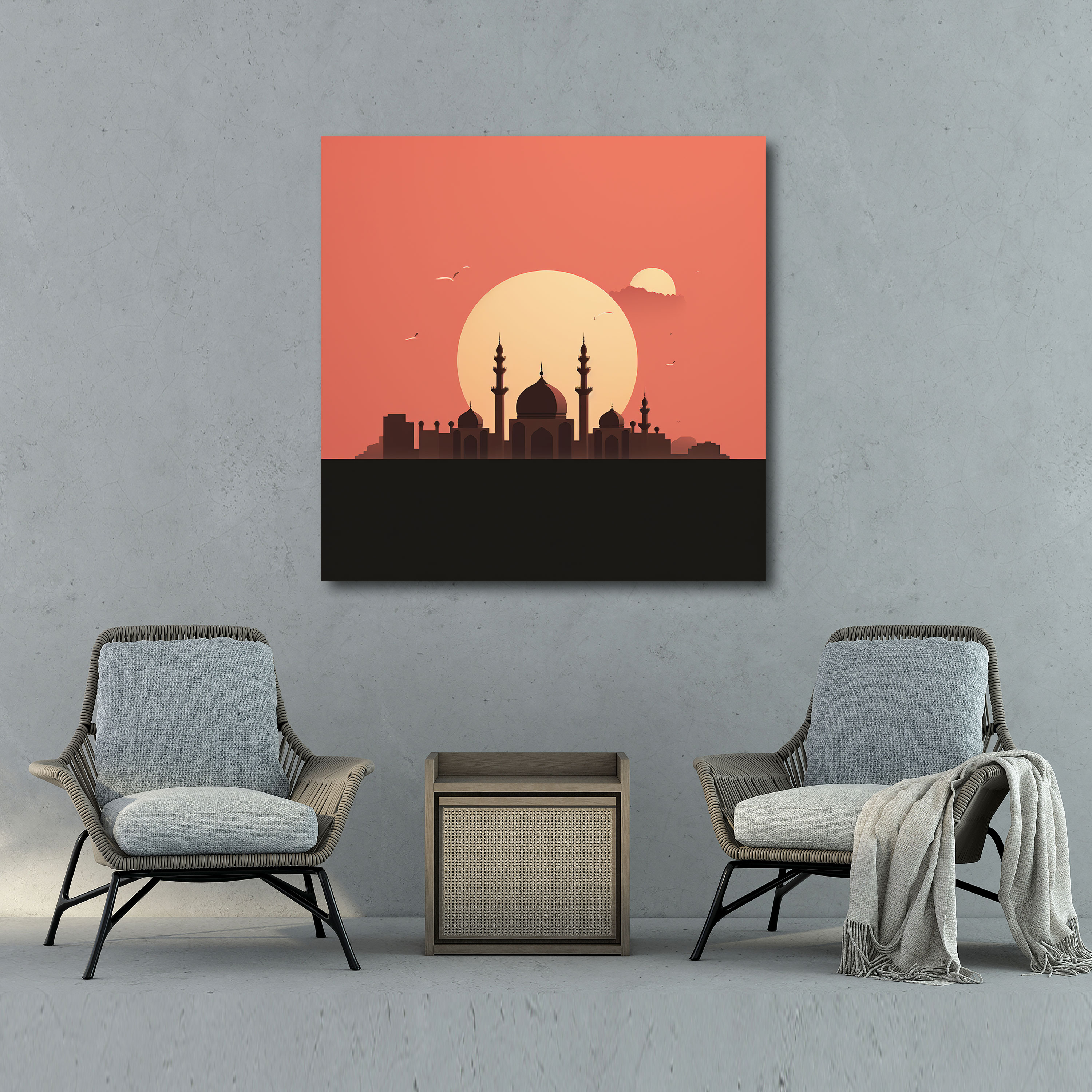 Holy Quran Wall Decoration - Mosque Silhouette - Holy Quran, Mosque Silhouette, Canvas, Wall Decoration