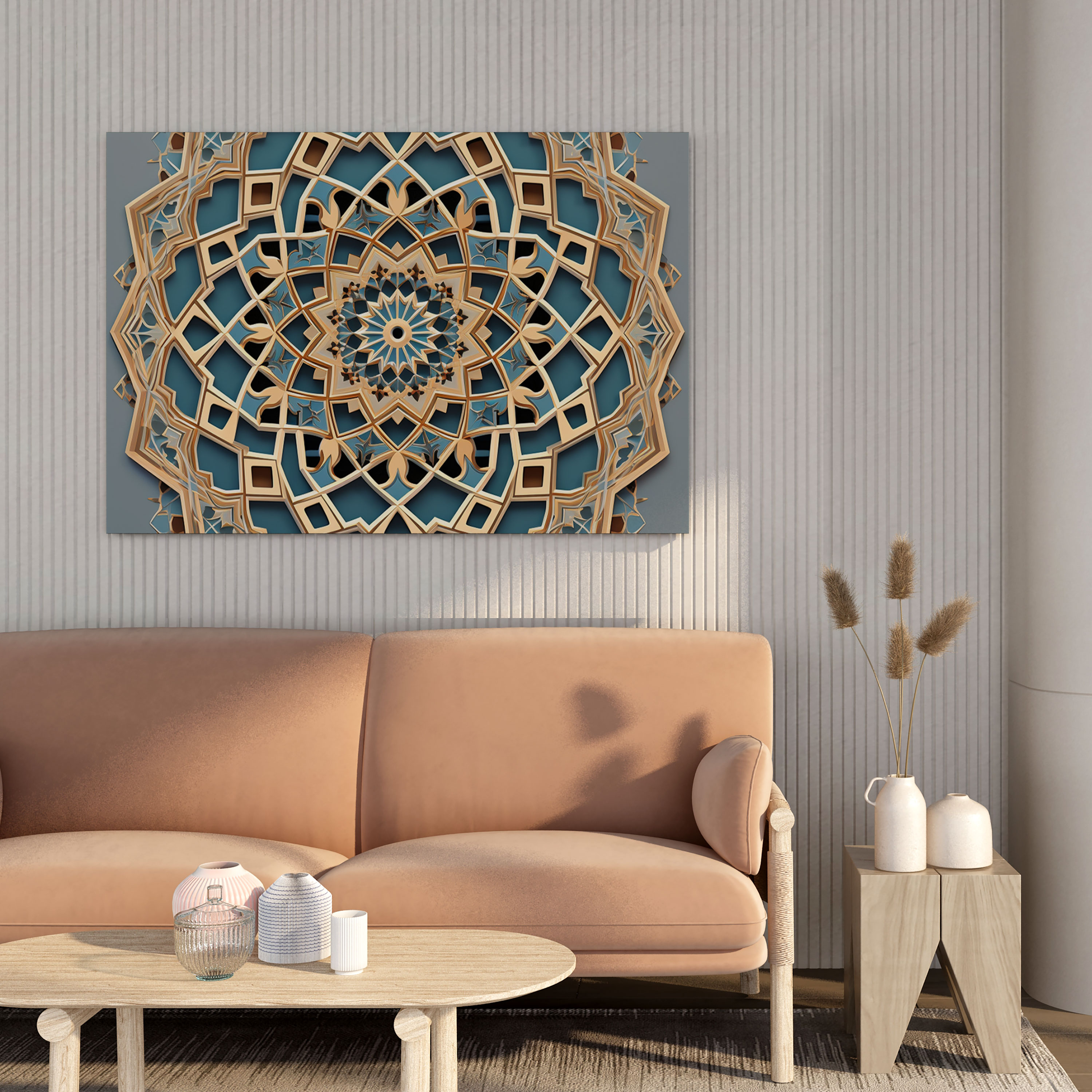 Kutsal Kuran Kanvas Tablo - İslami Geometrik Desen - Duvar Sanatı