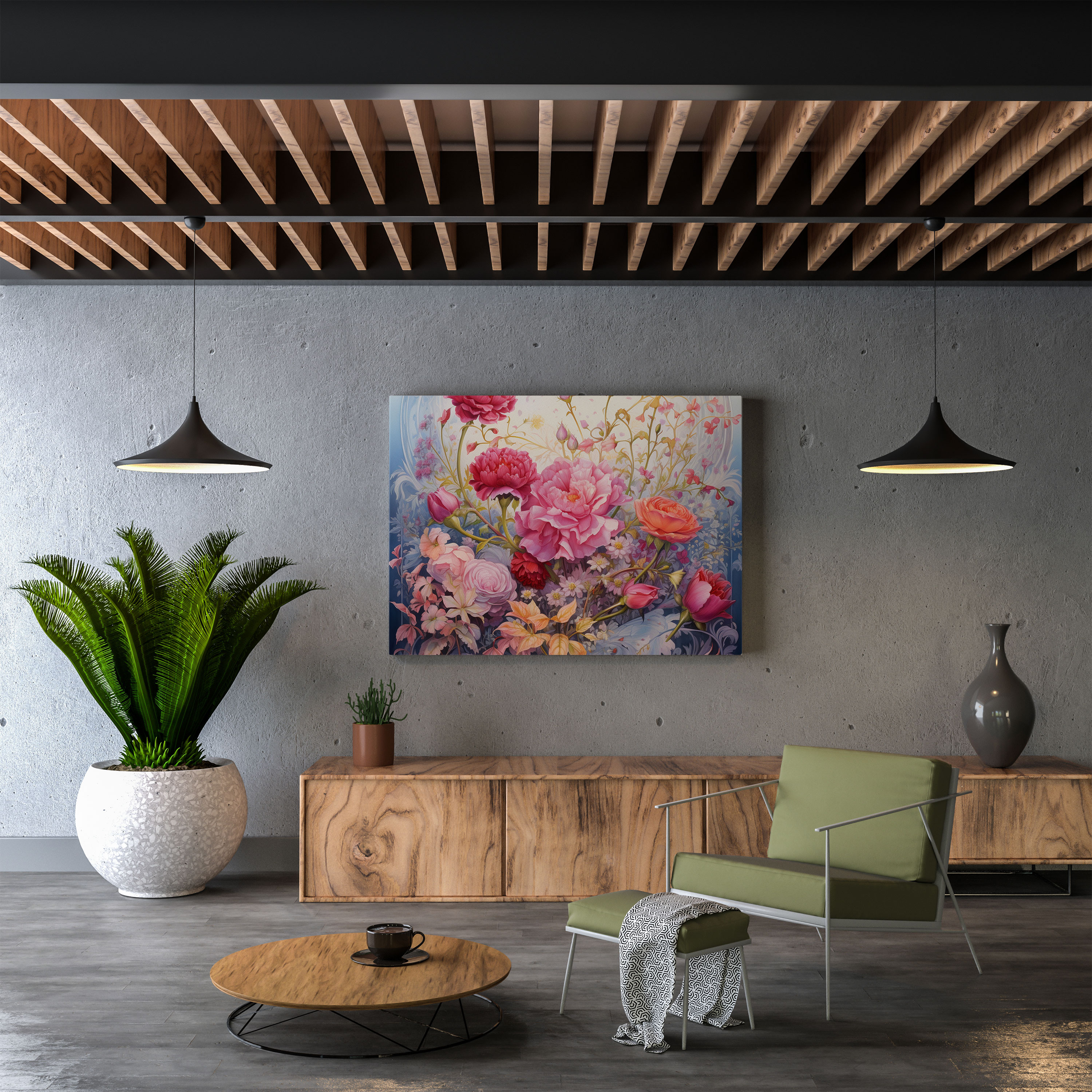 Kutsal Kuran Duvar Sanatı - Suluboya Floral Kuran - Kutsal Kuran Suluboya Tablo Kanvas Tablo Duvar Dekorasyonu