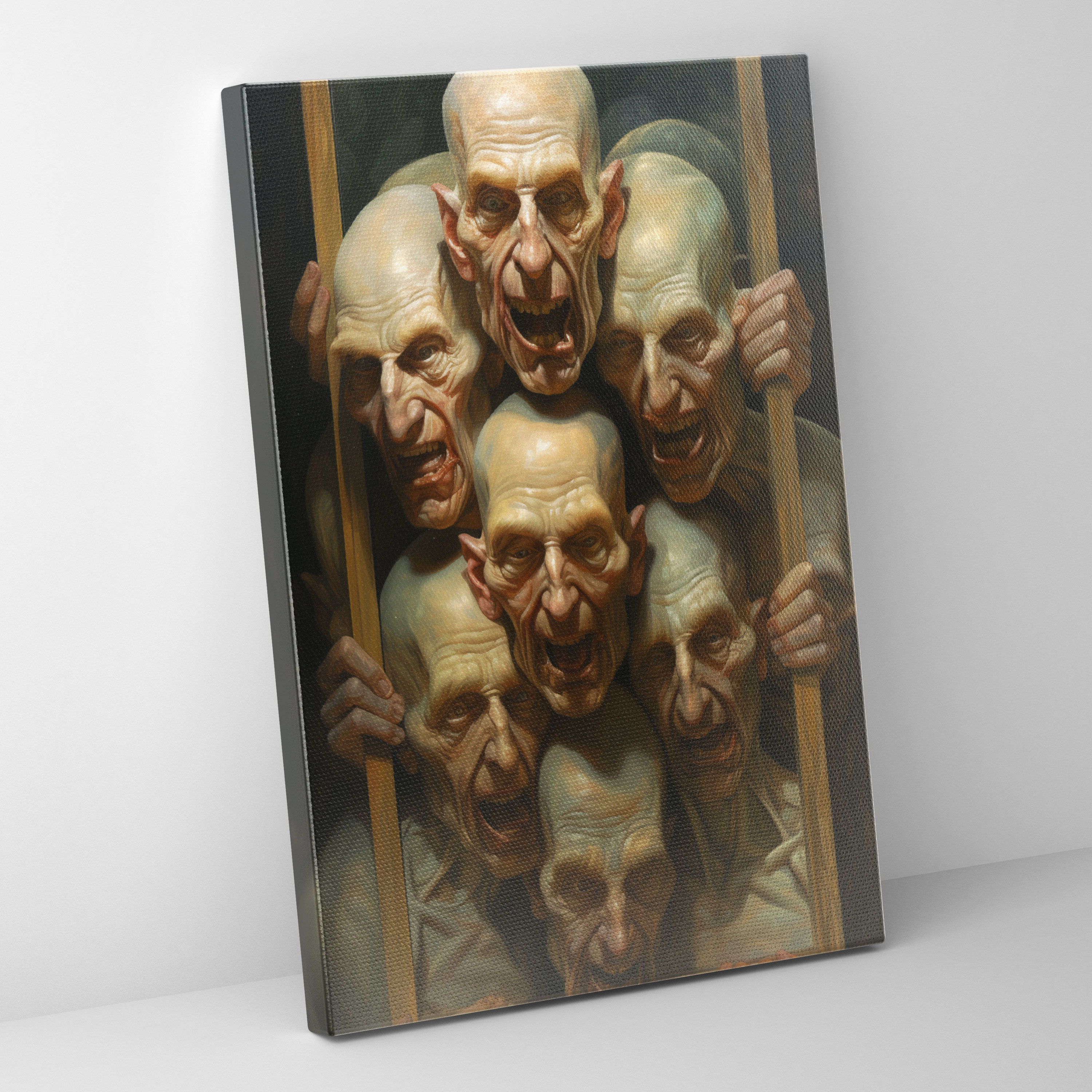 Horror Distorted Faces Canvas Print - Horror, Distorted Faces, Mirror, Canvas Wall Art