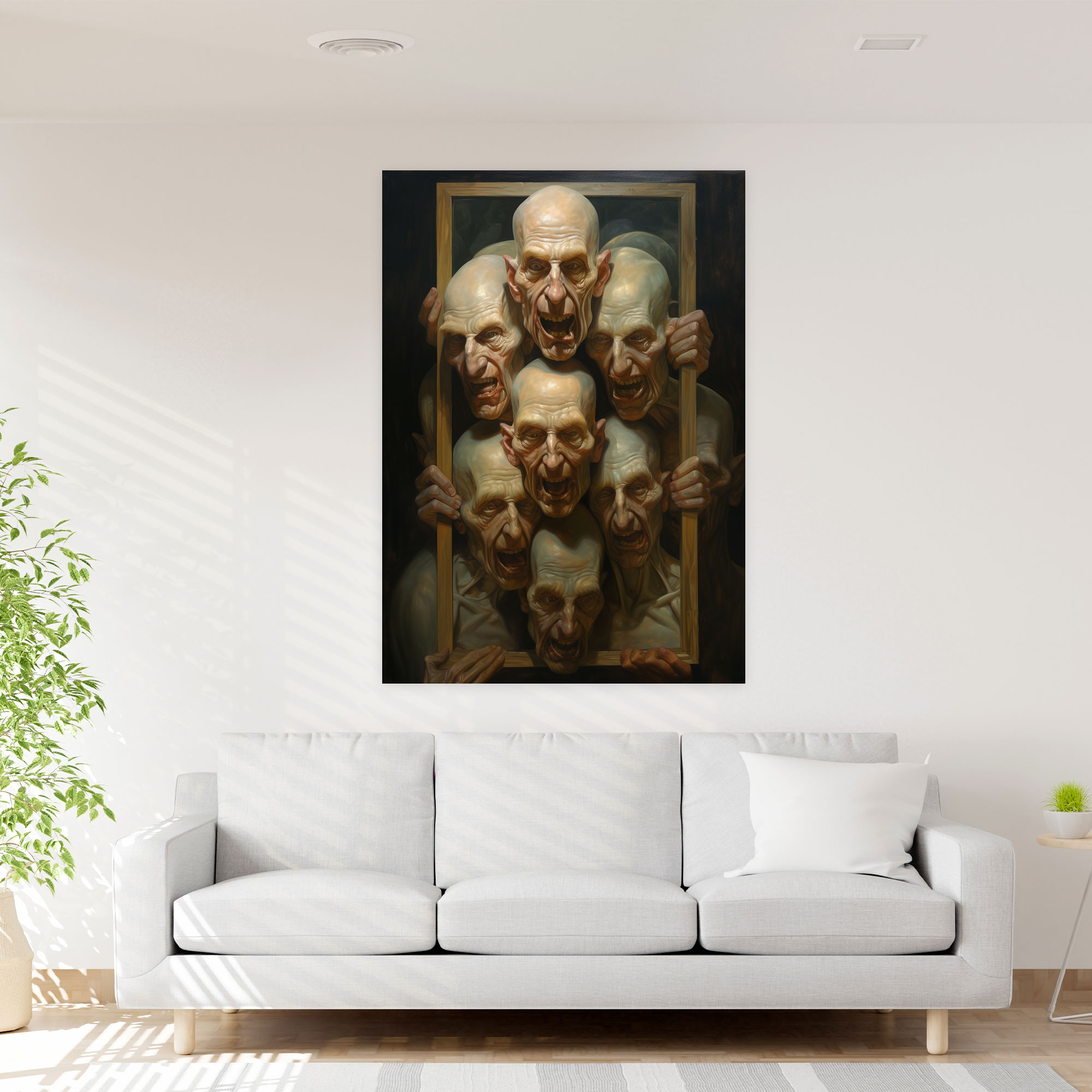 Horror Distorted Faces Canvas Print - Horror, Distorted Faces, Mirror, Canvas Wall Art