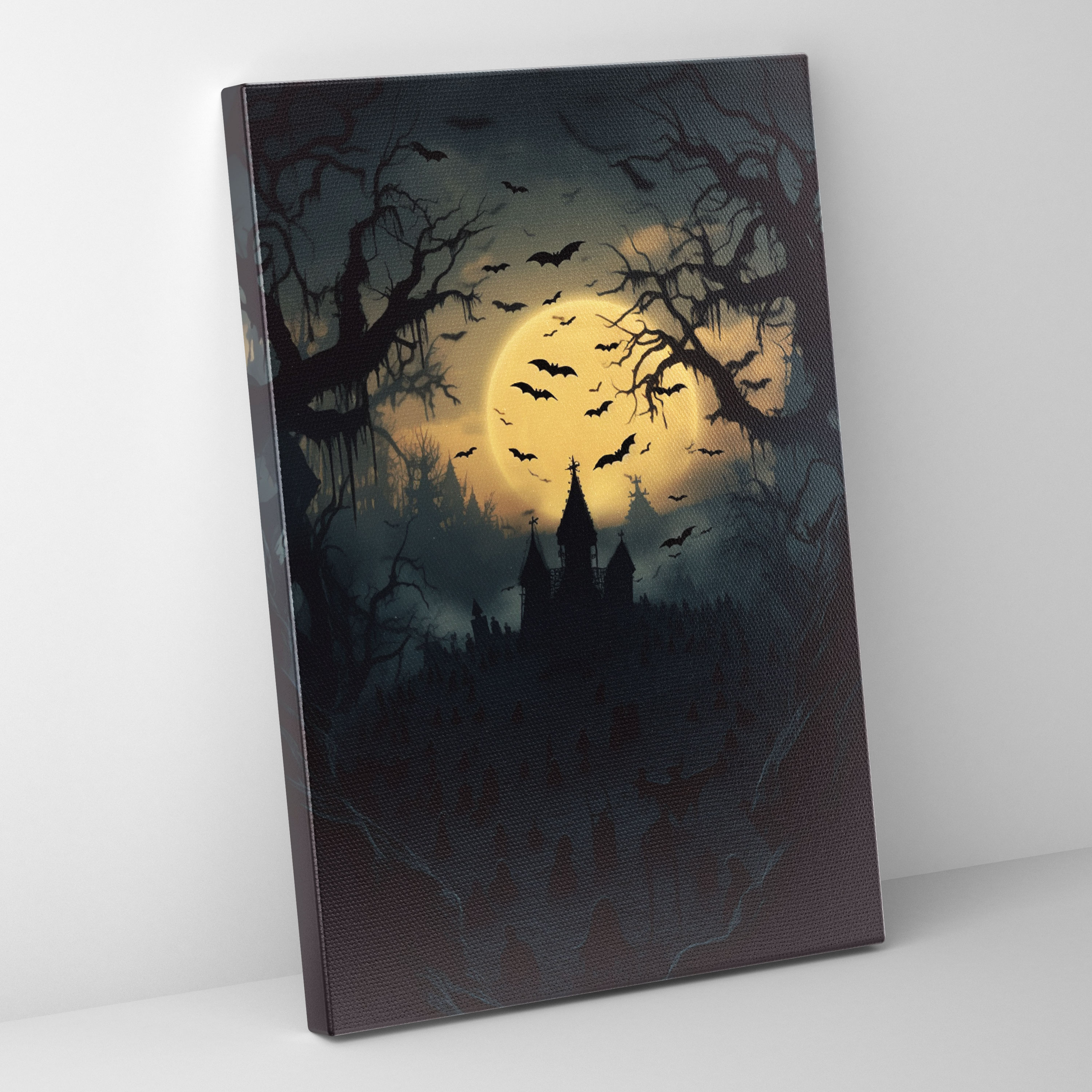 Horror Graveyard Silhouette Wall Art - Horror, Ominous, Home Decoration, Graveyard Silhouette