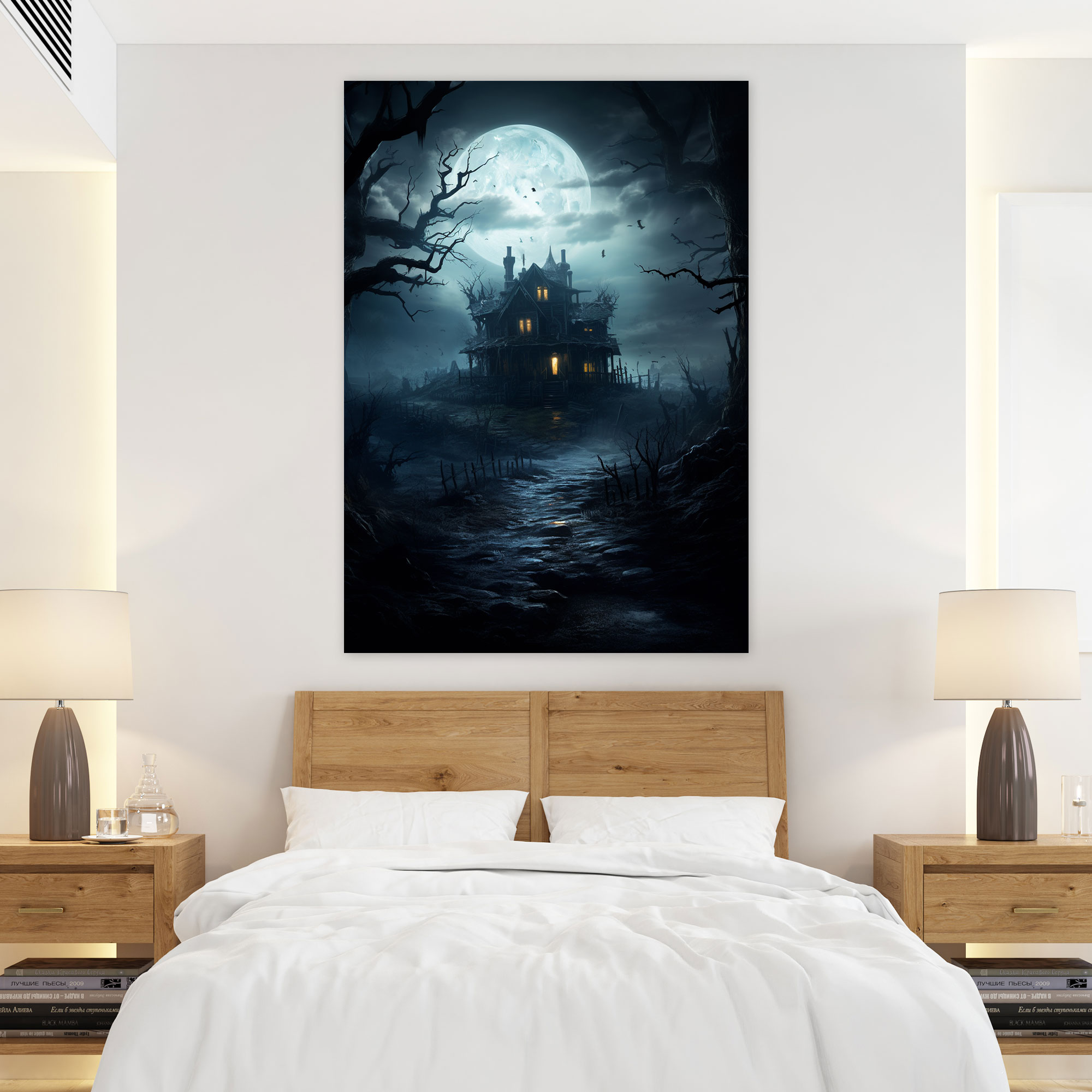 Horror Haunted House Canvas Print - Horror, Horror, Wall Art, Misty Surroundings