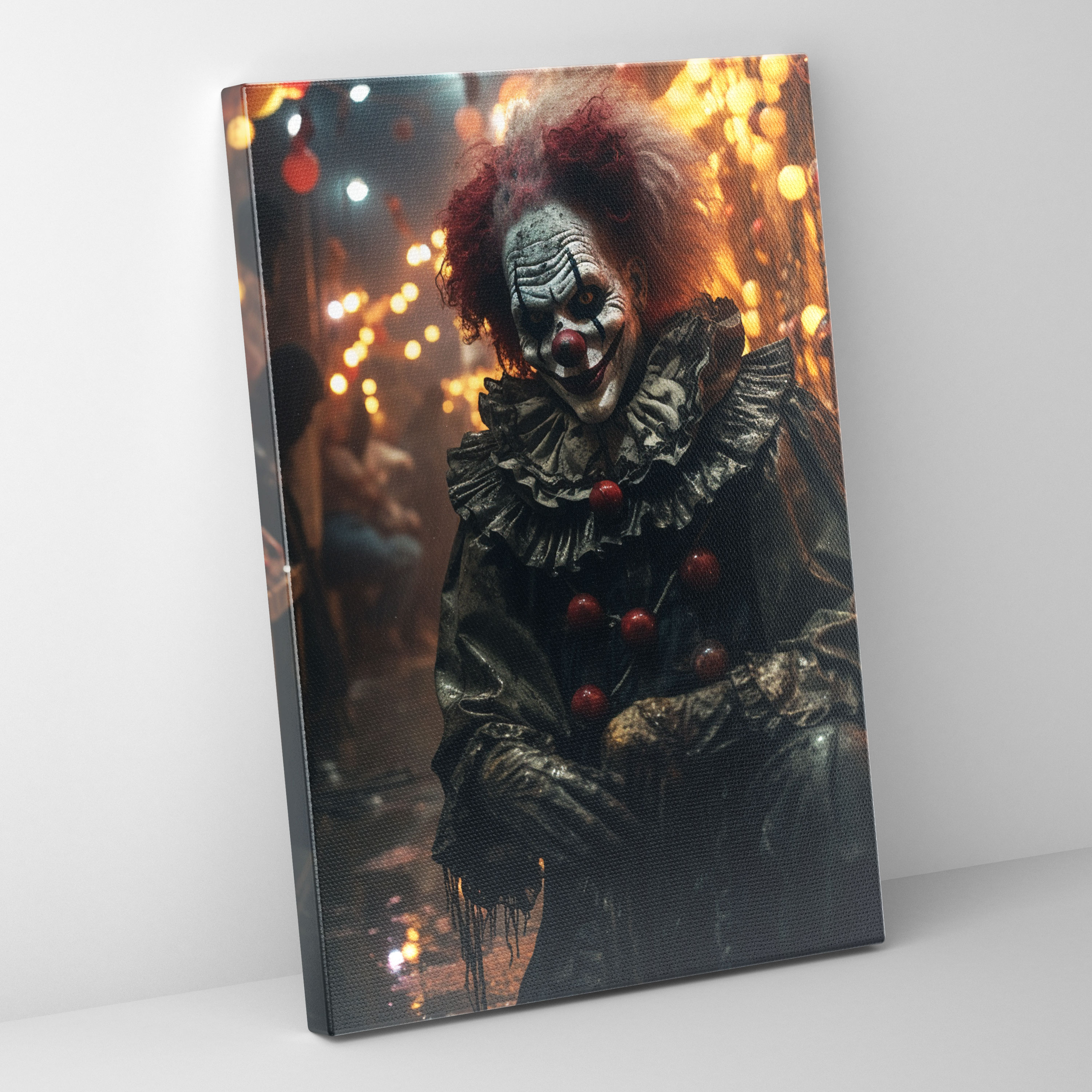 Horror Creepy Clown Canvas Print - Horror, Terrifying, Night, Wall Art