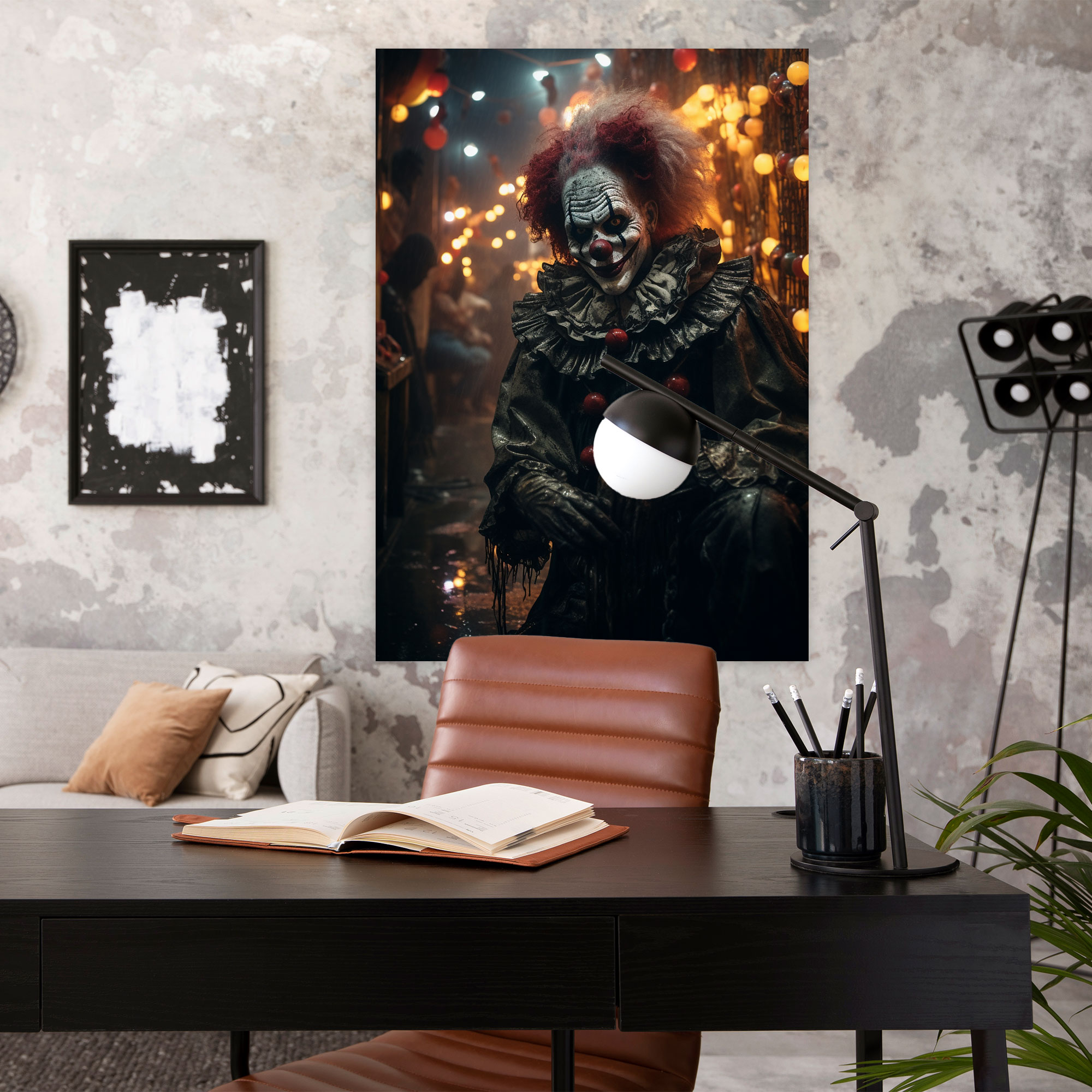 Horror Creepy Clown Canvas Print - Horror, Terrifying, Night, Wall Art