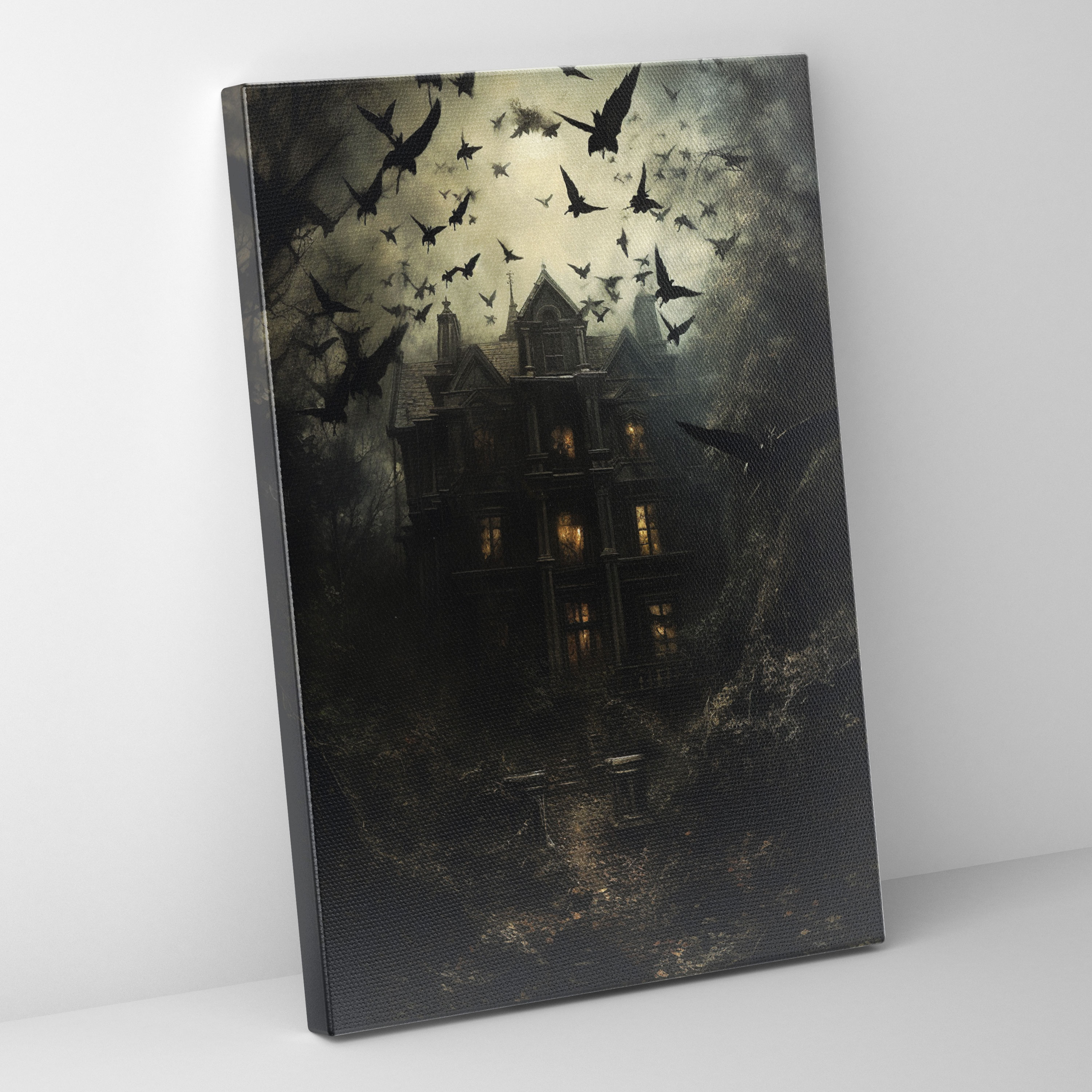Horror Dark Winged Creatures Canvas Print - Horror, Decrepit Mansion, Mesmerizing, Horror