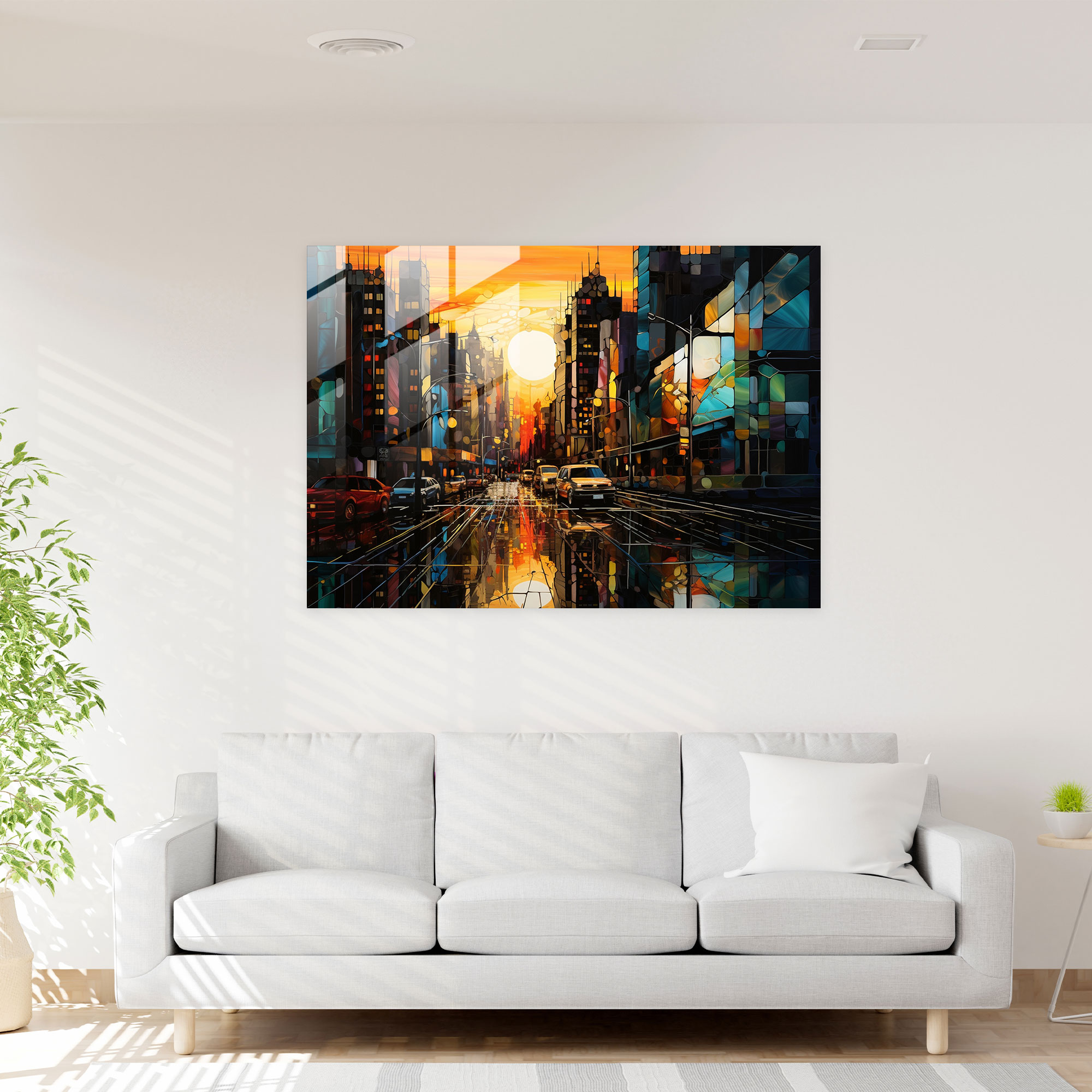 Harlem Sunset Glass Print - Harlem, Home Decoration, Vibrant, Harlem