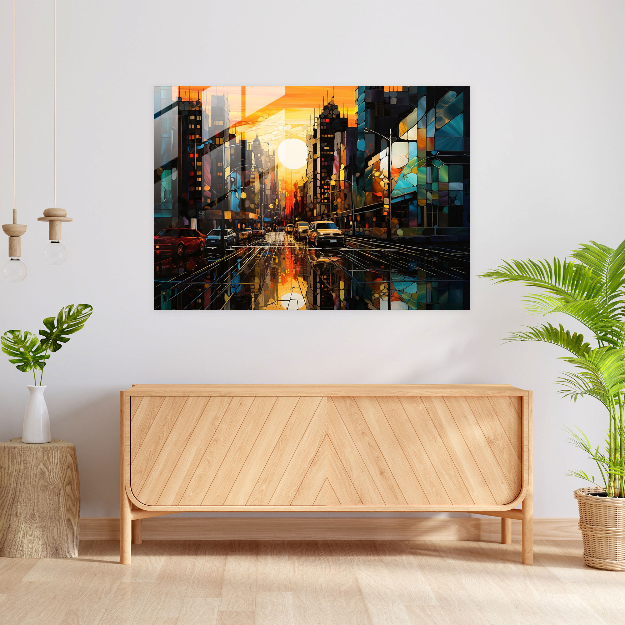 Harlem Sunset Glass Print - Harlem, Home Decoration, Vibrant, Harlem