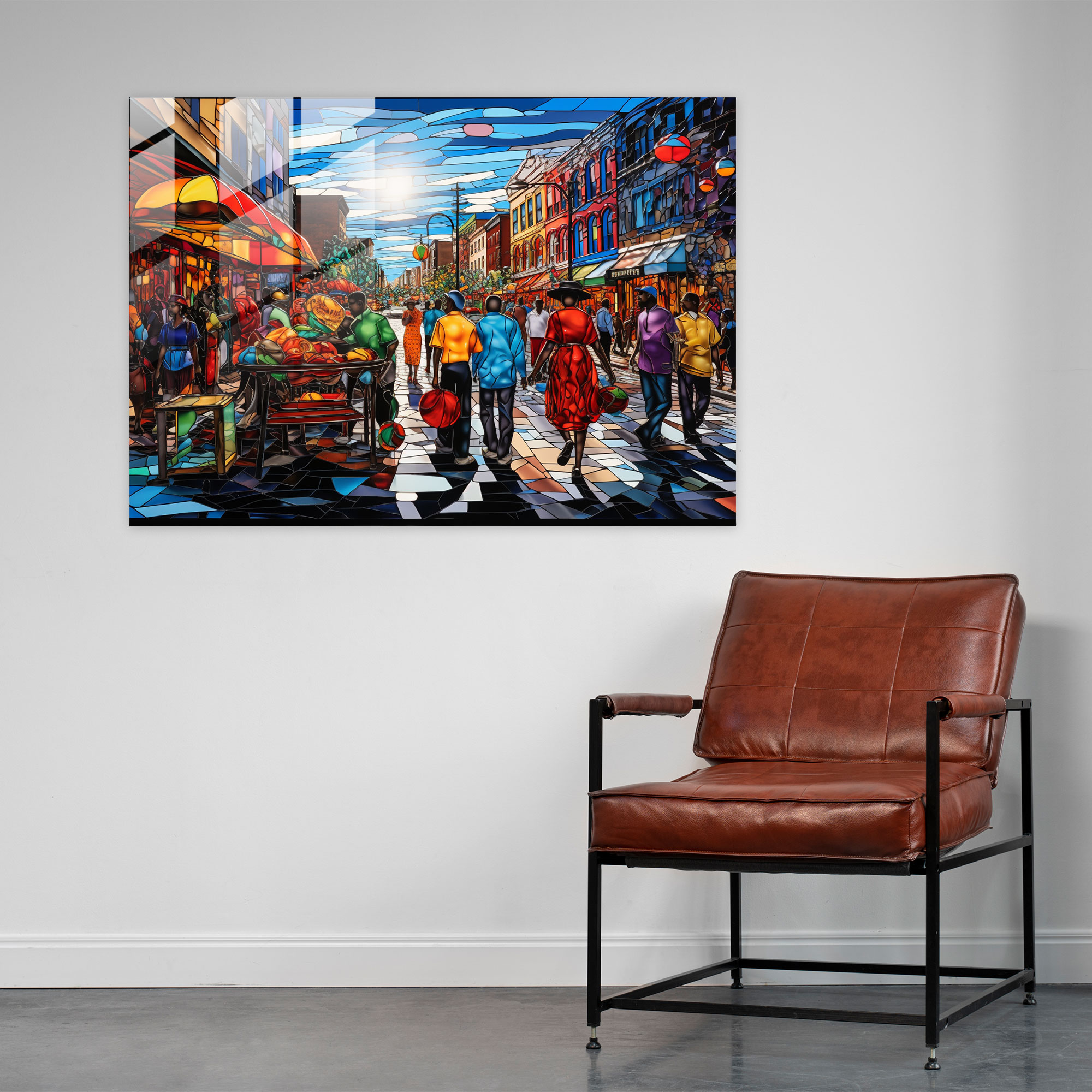 Harlem Market Glass Print - Harlem, Harlem, Wall Decoration, Colorful