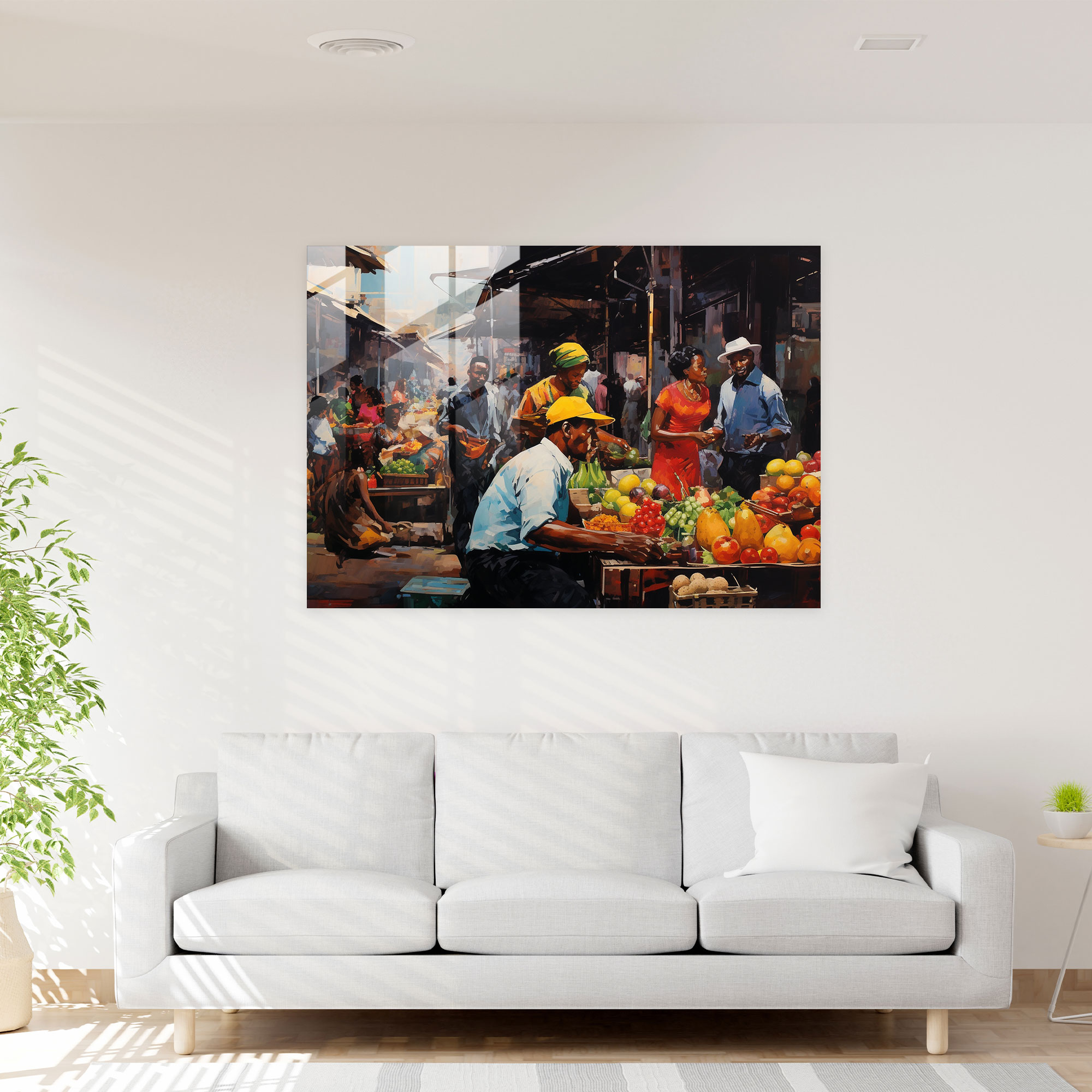 Harlem Glass Print - Impressionist Market Scene - Harlem, Glass Wall Art, Vibrant Colors, Glass Print