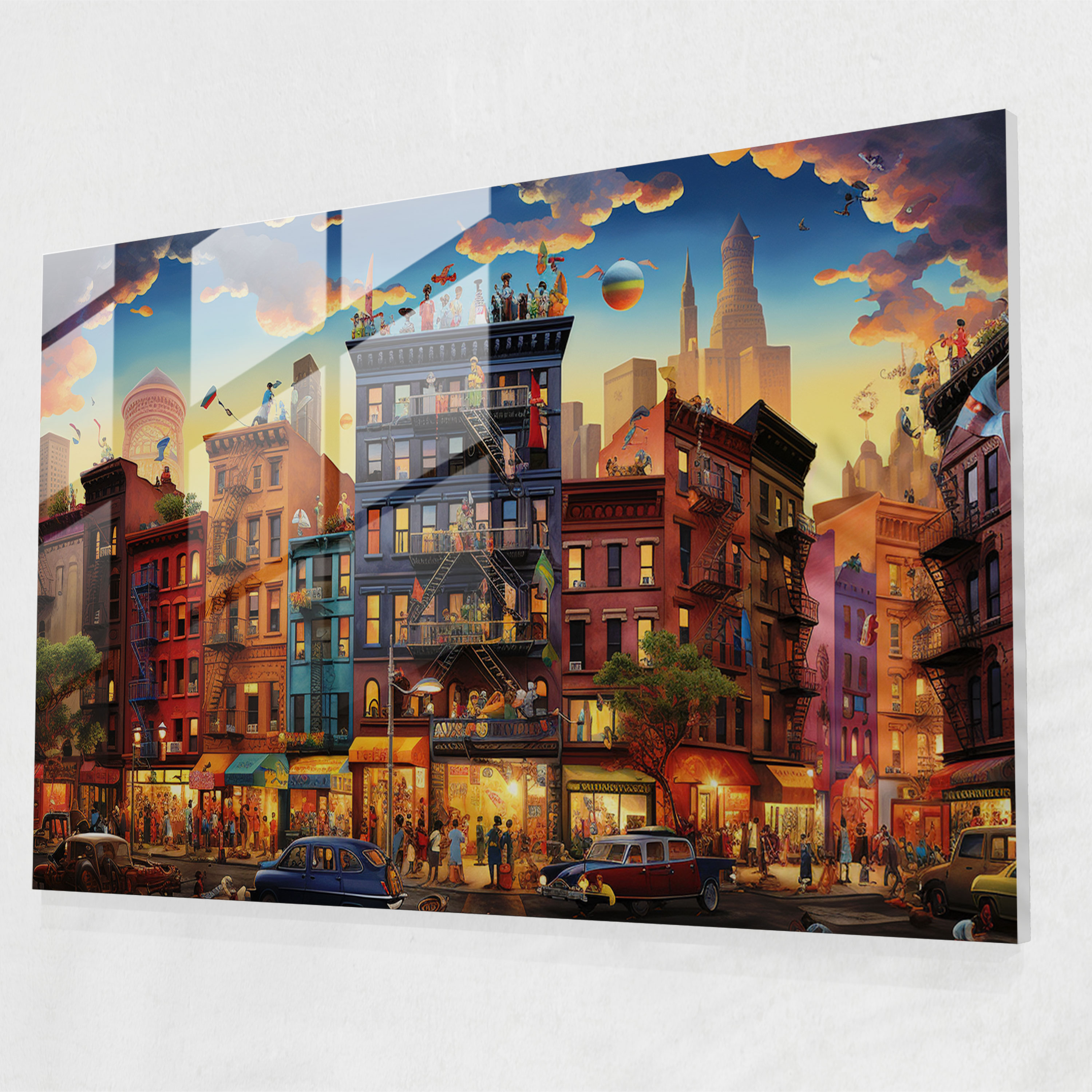 Harlem Ev Dekorasyonu - Canlı Fantastik Harlem Atmosferi Cam Tablo