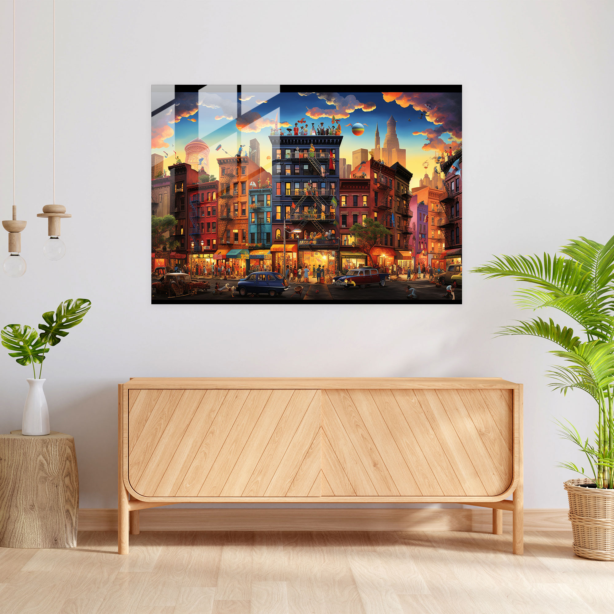 Harlem Ev Dekorasyonu - Canlı Fantastik Harlem Atmosferi Cam Tablo