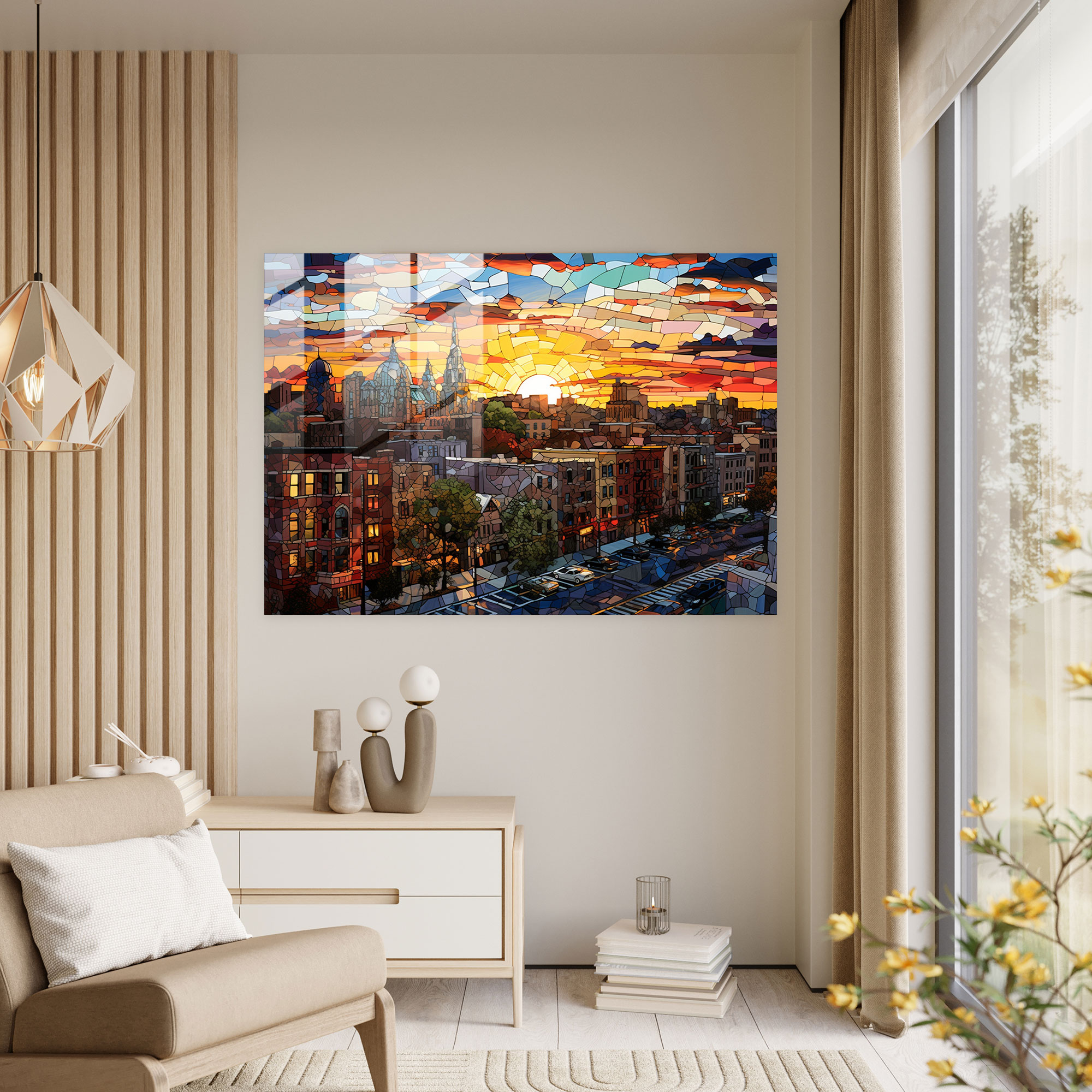 Harlem Sunset Glass Wall Art - Harlem, Glass Art, Wall Decoration, Cityscape