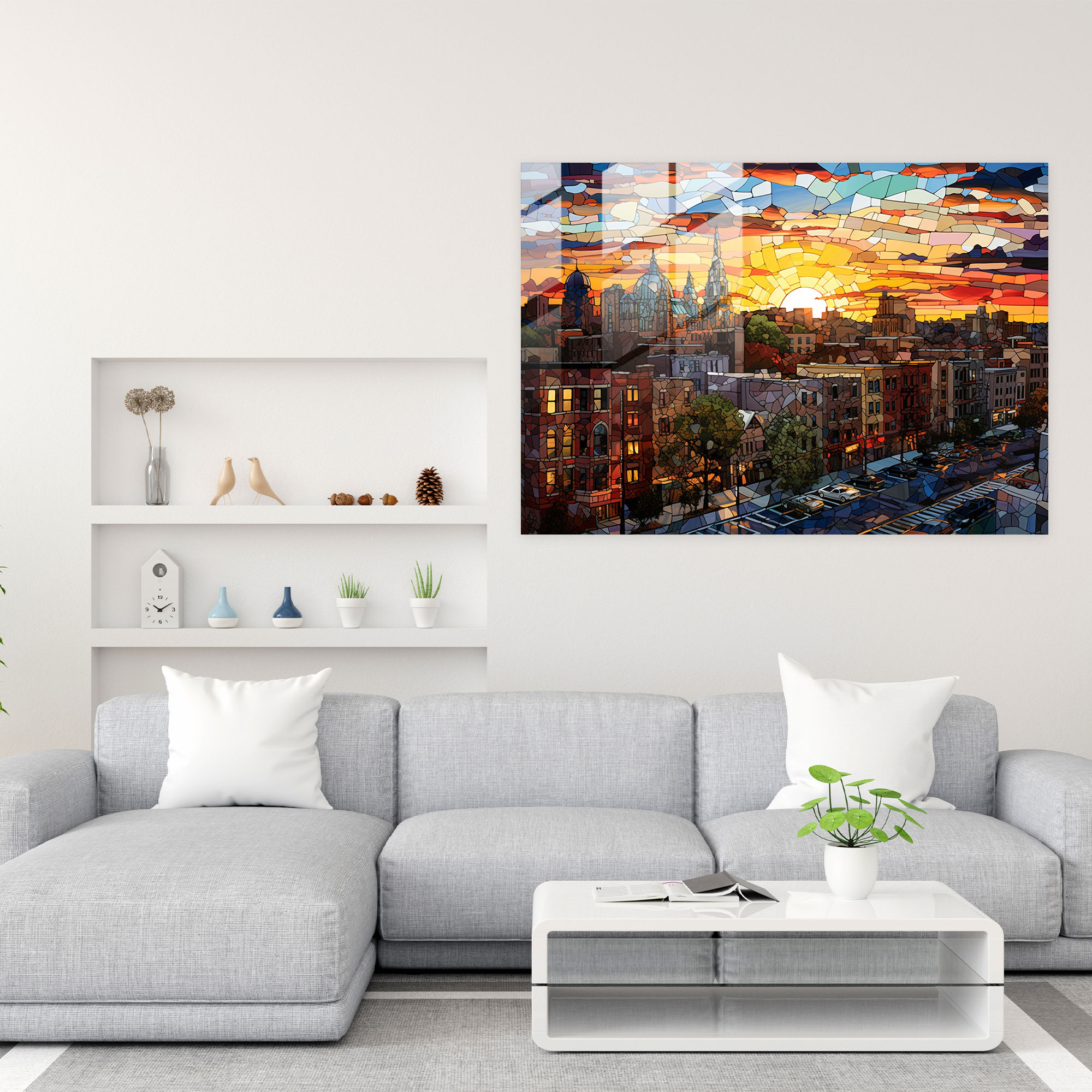 Harlem Sunset Glass Wall Art - Harlem, Glass Art, Wall Decoration, Cityscape