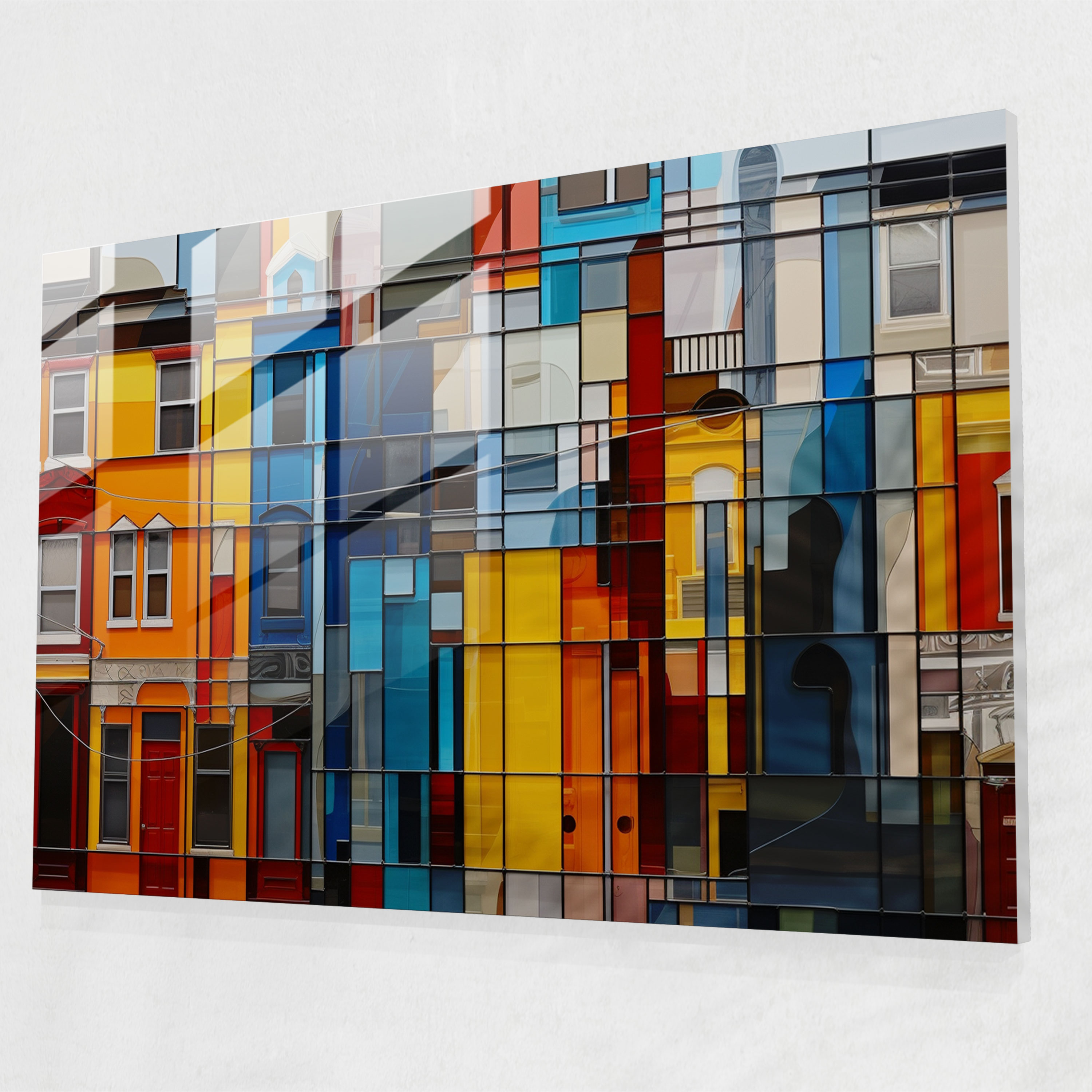 Harlem Architecture Glass Art - Harlem, Architecture, Abstract Art, Glass Print