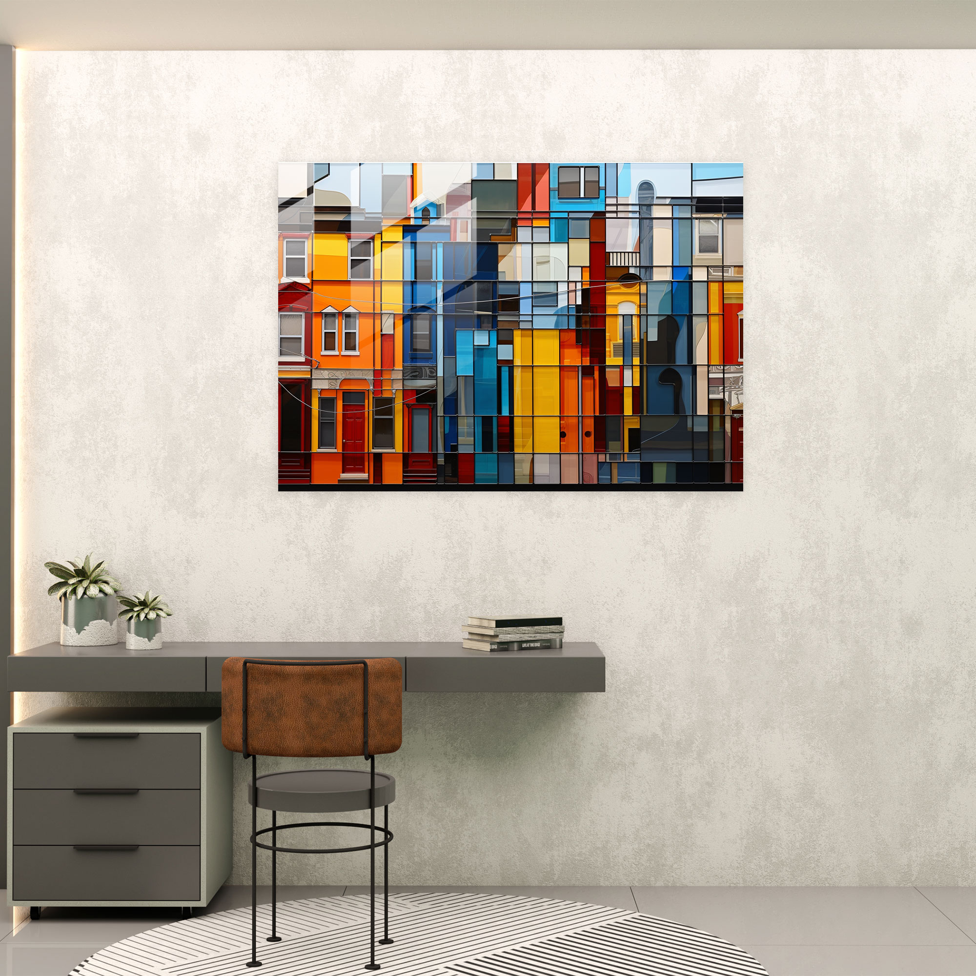 Harlem Architecture Glass Art - Harlem, Architecture, Abstract Art, Glass Print