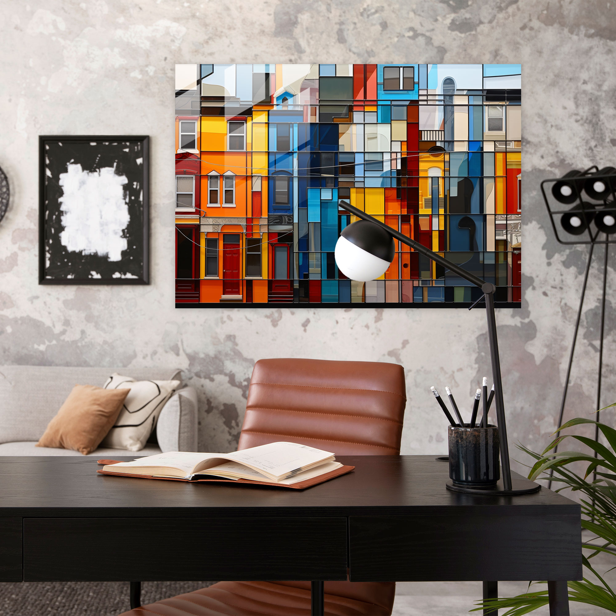 Harlem Architecture Glass Art - Harlem, Architecture, Abstract Art, Glass Print