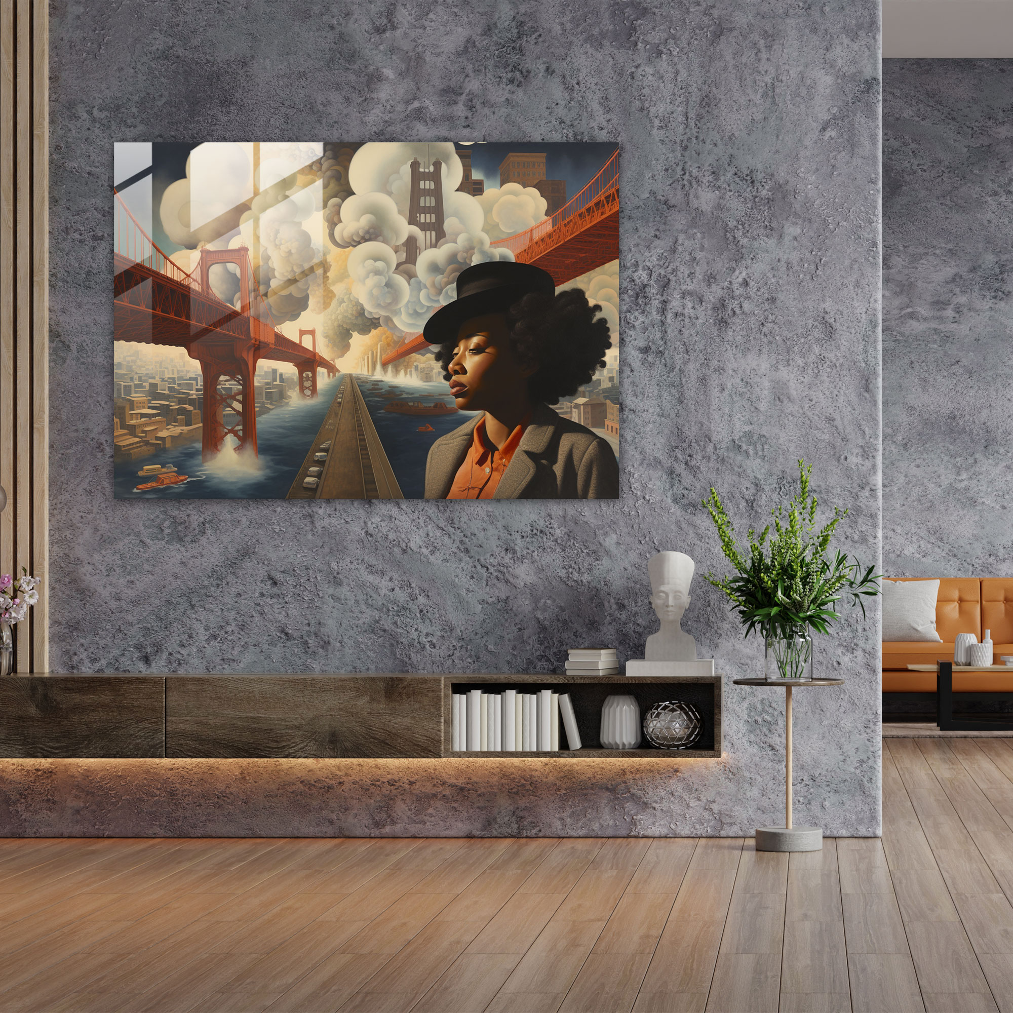 Harlem Cam Tablo - Gerçeküstü Rüya Gibi Cam Duvar Sanatı - Harlem Modern Sanat Cam Duvar Sanatı Gerçeklik