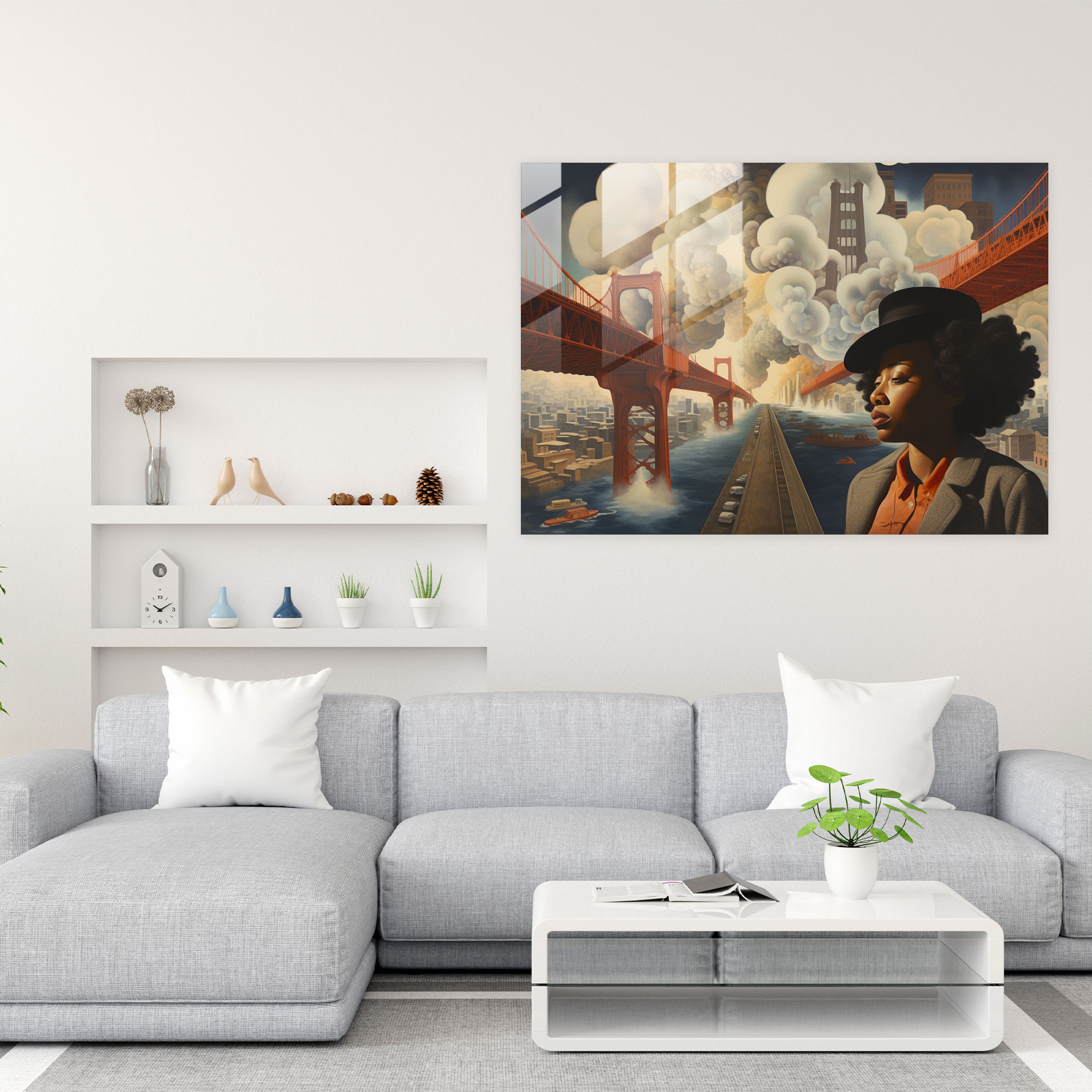 Harlem Cam Tablo - Gerçeküstü Rüya Gibi Cam Duvar Sanatı - Harlem Modern Sanat Cam Duvar Sanatı Gerçeklik