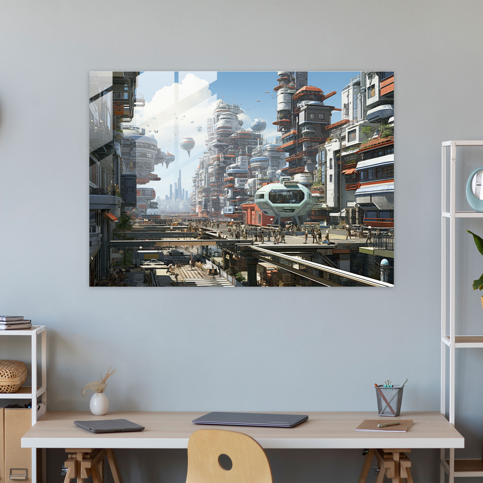 Harlem Glass Print - Futuristic Cityscape Glass Wall Art - Harlem, Harlem, Glass Art, Glass Wall Art