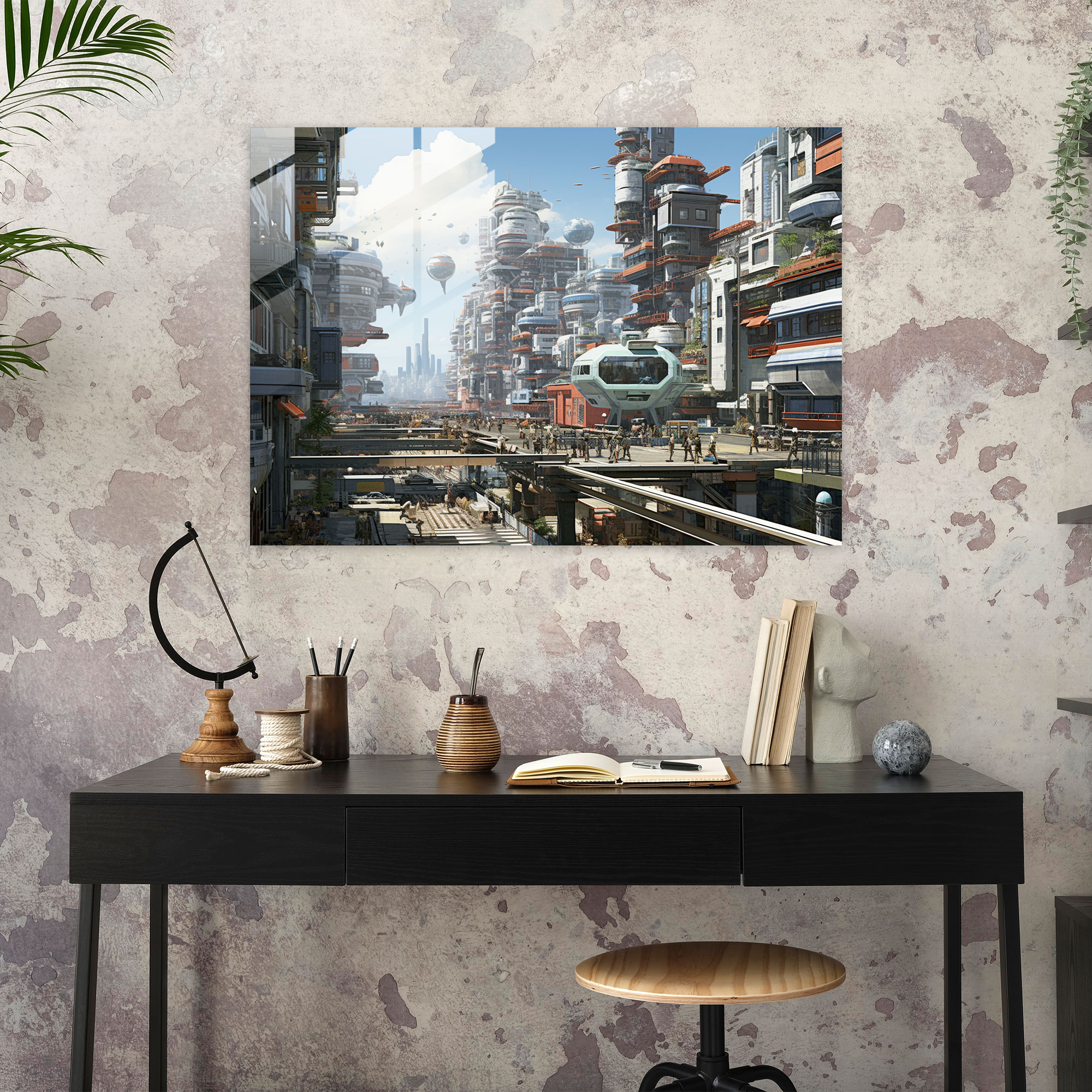 Harlem Glass Print - Futuristic Cityscape Glass Wall Art - Harlem, Harlem, Glass Art, Glass Wall Art