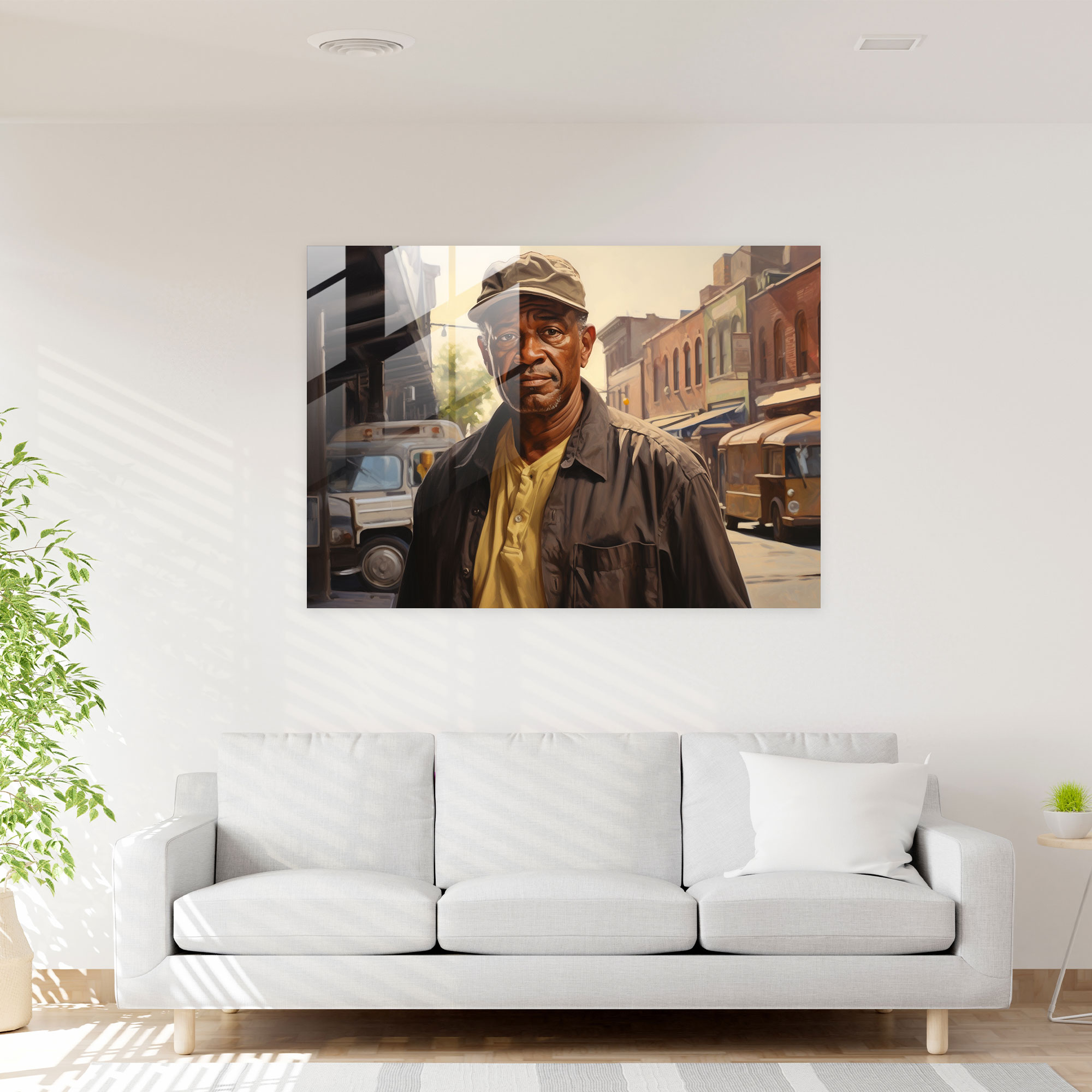 Harlem Cam Tablo Sanatı - Gerçekçi Portre Cam Tablosu - Harlem Güç Duvar Dekorasyonu Harlem Sakini