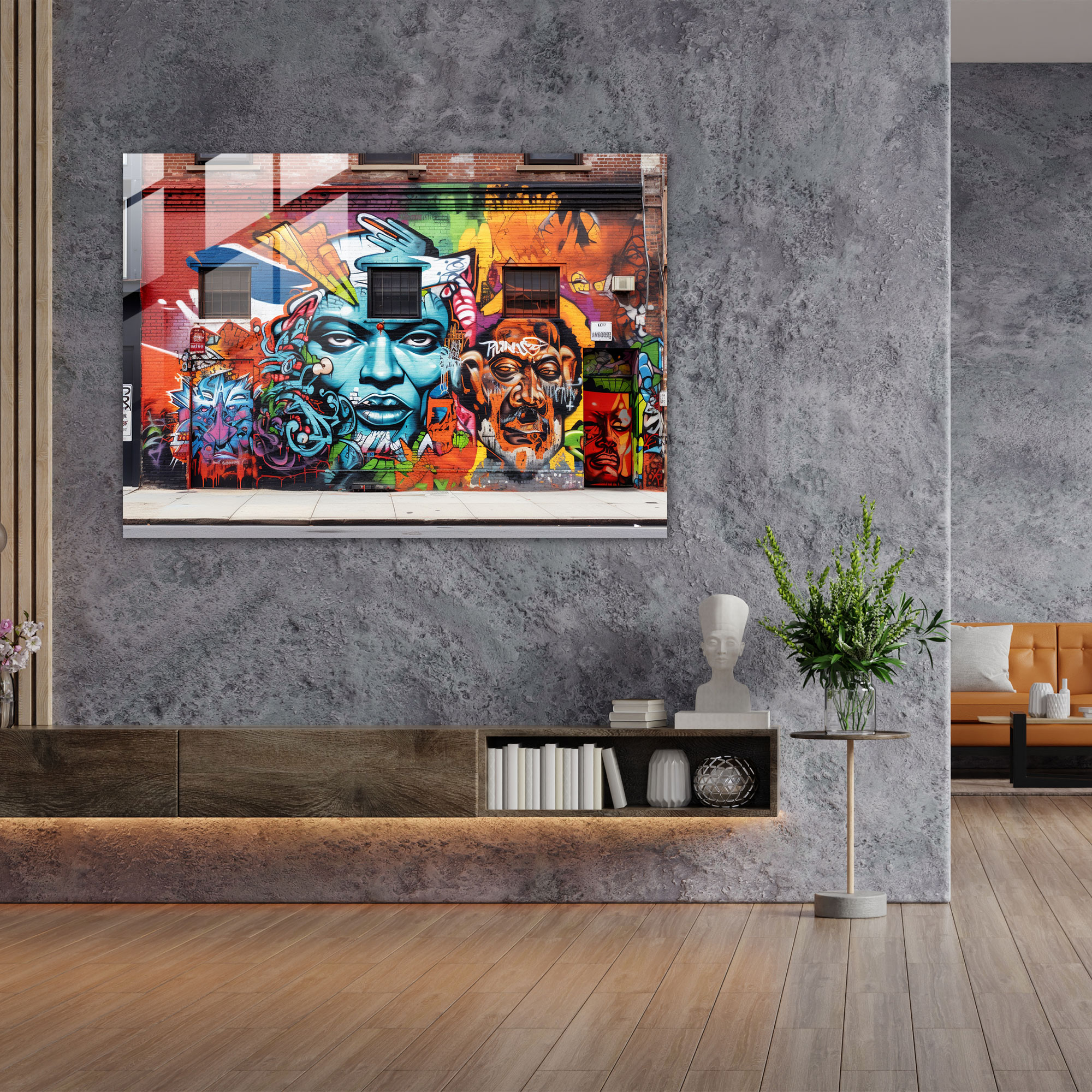 Harlem Cam Tablo Sanatı - Sokak Graffiti - Harlem Tuğla Duvar Modern Sanat