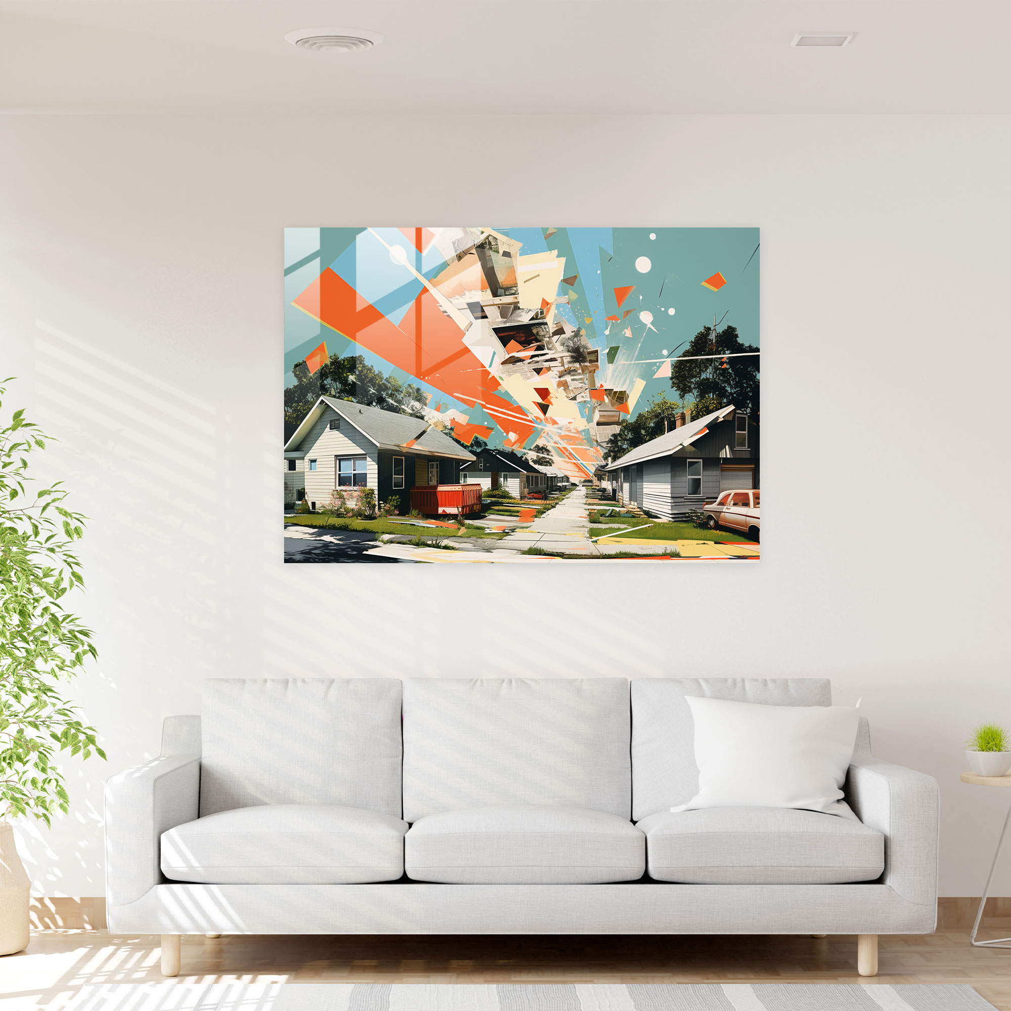 Dynamic Suburban Glass Wall Art - Harlem, Home Decoration, Dynamism, Modern Art