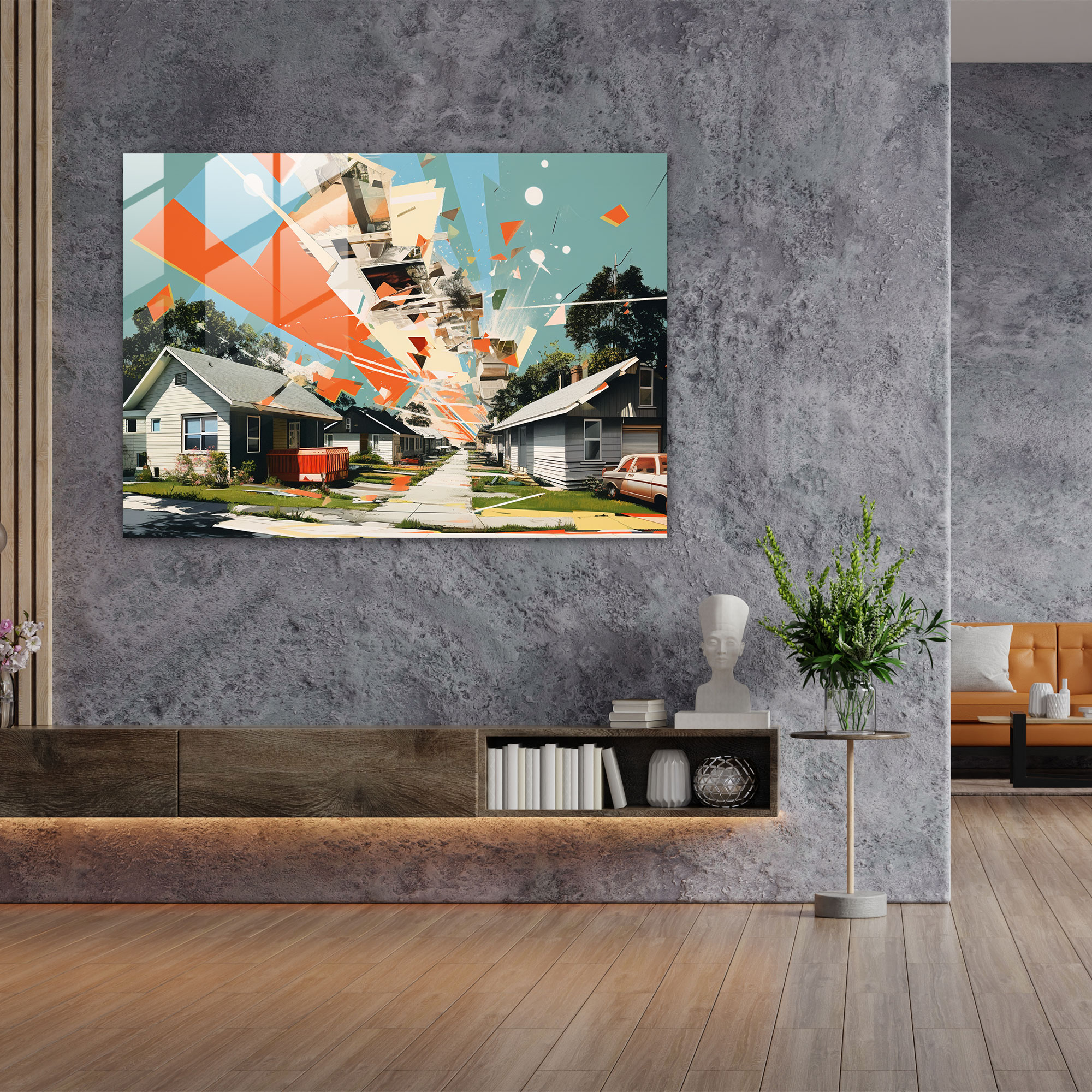 Dynamic Suburban Glass Wall Art - Harlem, Home Decoration, Dynamism, Modern Art
