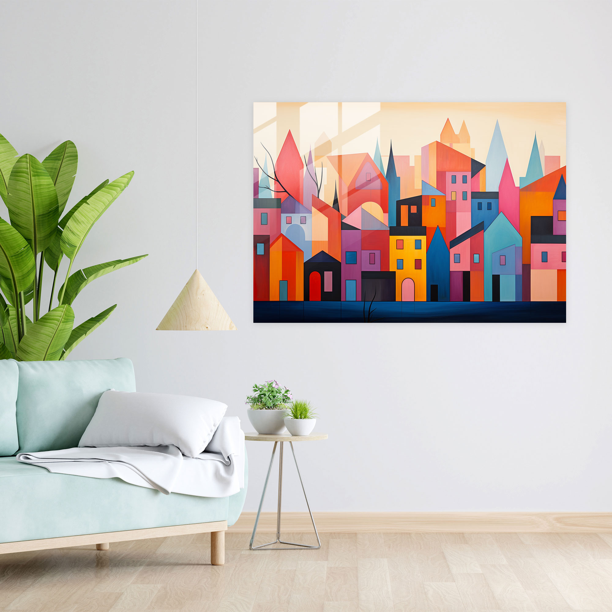 Banliyö Geometrisi Cam Duvar Sanatı - Harlem Banliyö Cam Duvar Sanatı Modern Sanat