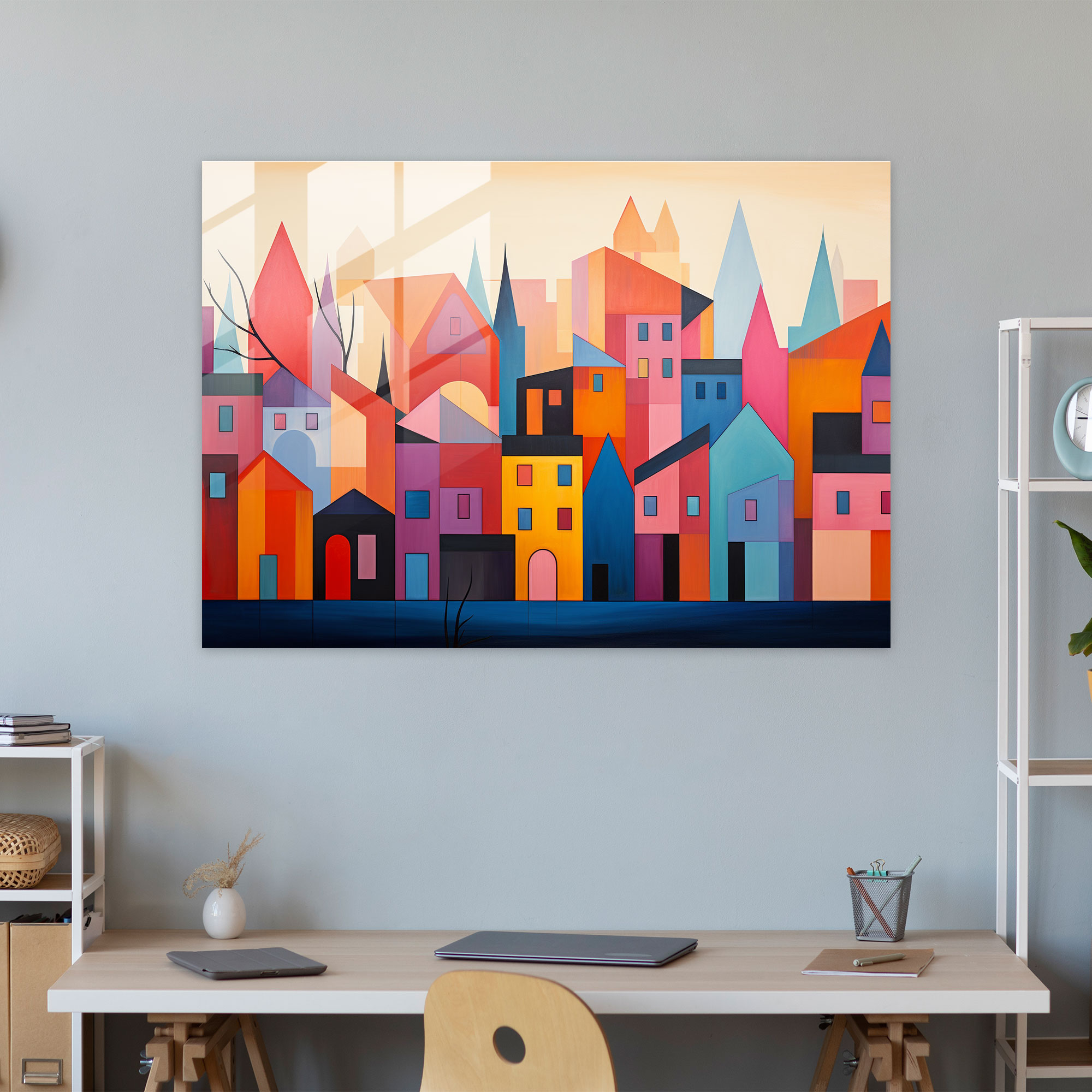 Banliyö Geometrisi Cam Duvar Sanatı - Harlem Banliyö Cam Duvar Sanatı Modern Sanat