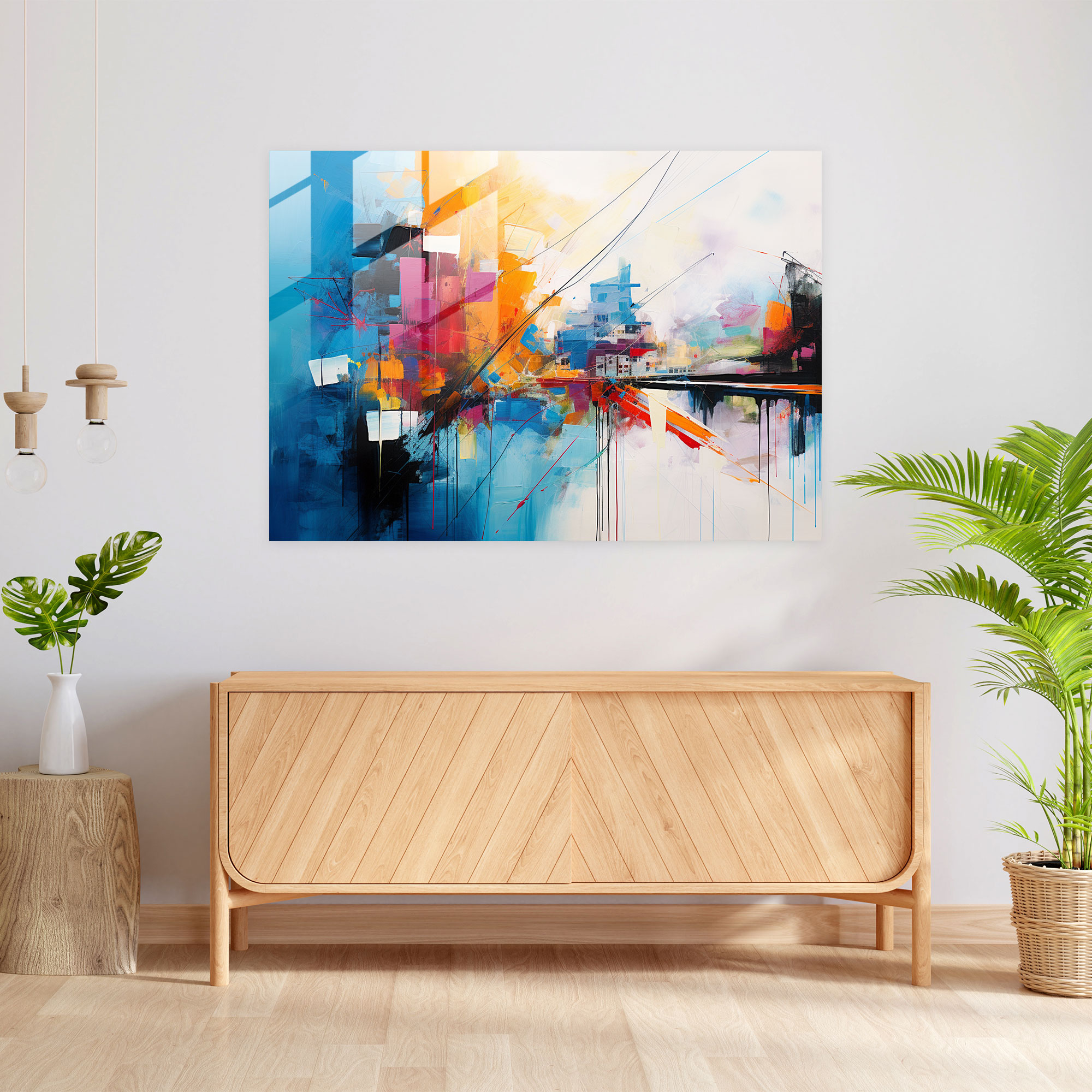 Energetic Suburban Glass Print - Harlem, Energy, Glass Print, Glass Art
