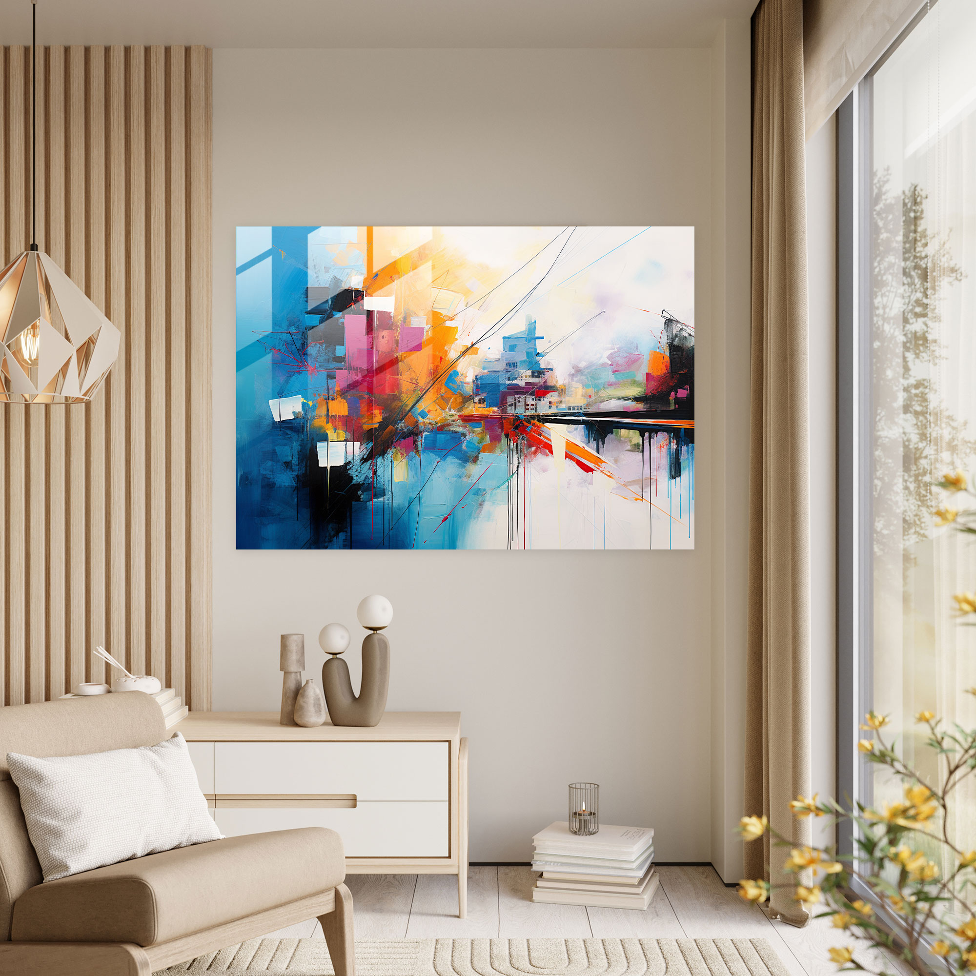 Energetic Suburban Glass Print - Harlem, Energy, Glass Print, Glass Art
