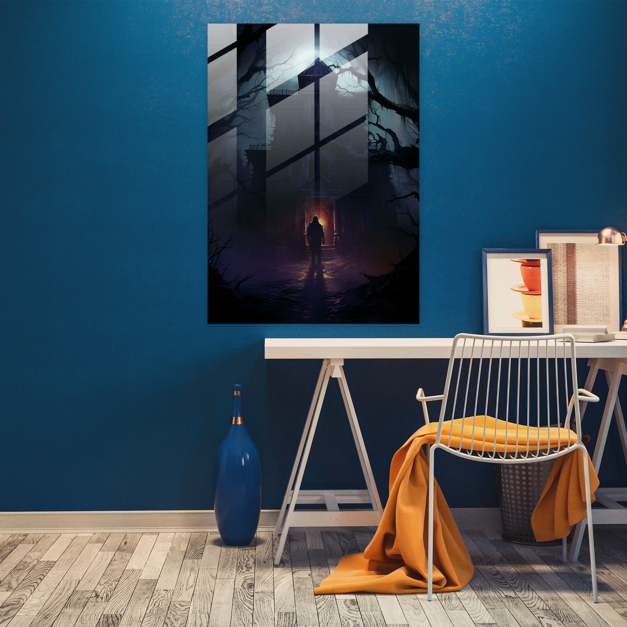 Horror Glass Print - Horror, Wall Decoration, Modern Art, Ghostly Figure