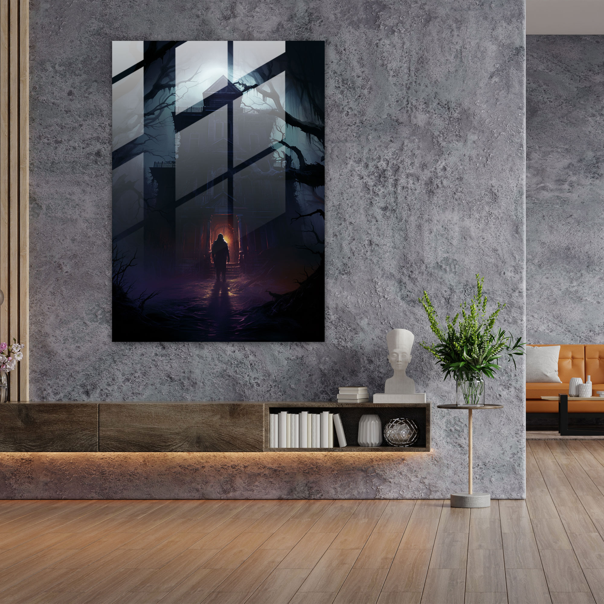 Horror Glass Print - Horror, Wall Decoration, Modern Art, Ghostly Figure