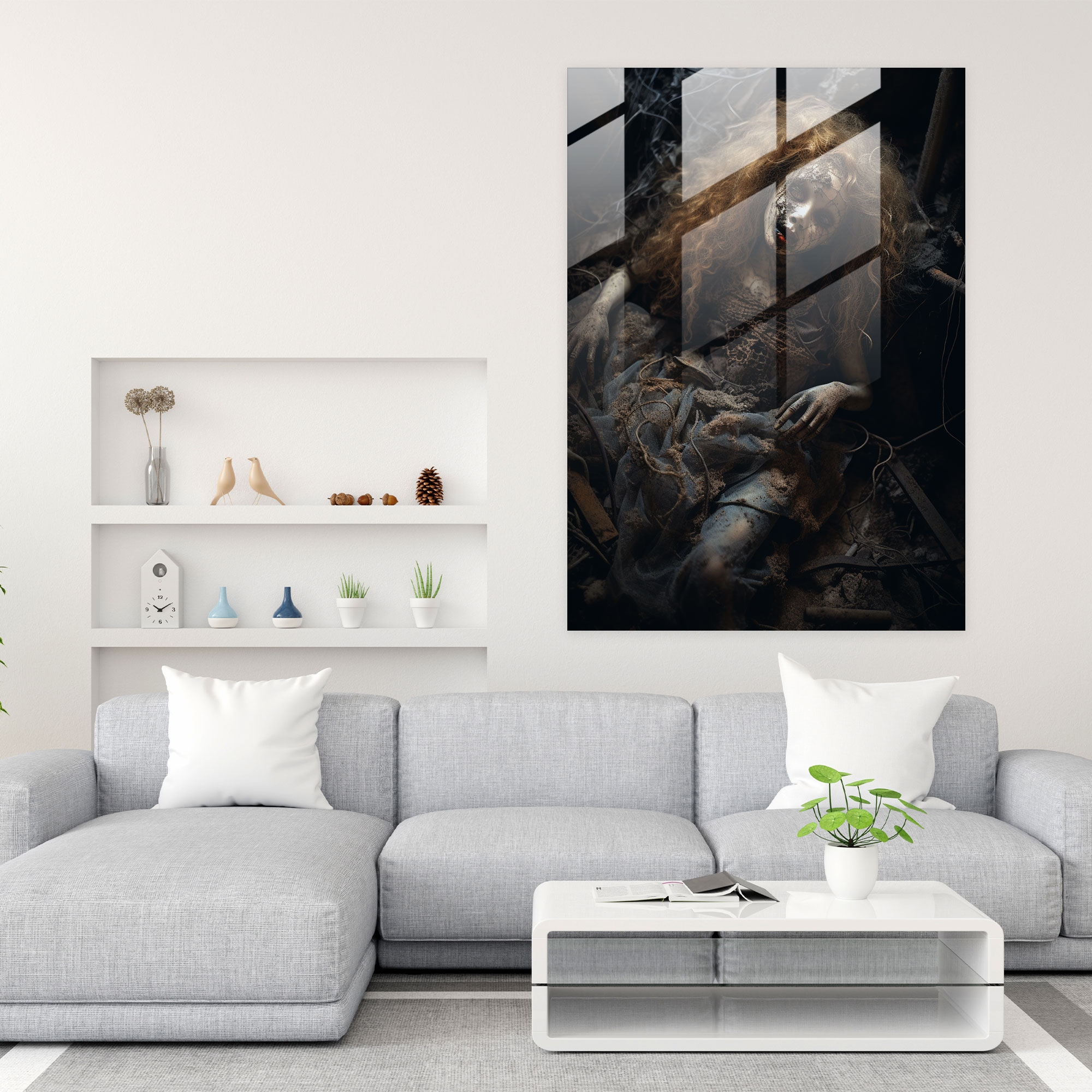 Haunting Glass Wall Art - Horror, Home Decoration, Photograph, Cobwebs