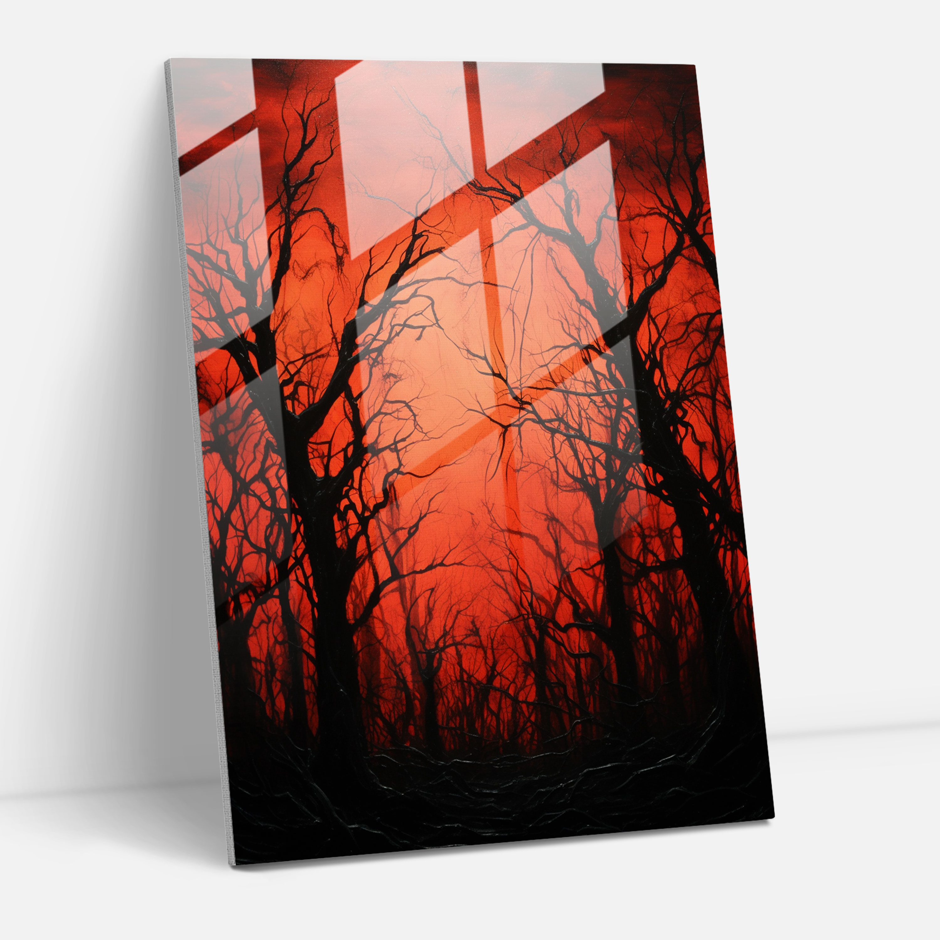 Horror Glass Wall Art - Sinister Silhouette Trees - Horror, Chilling, Horror, Glass Print
