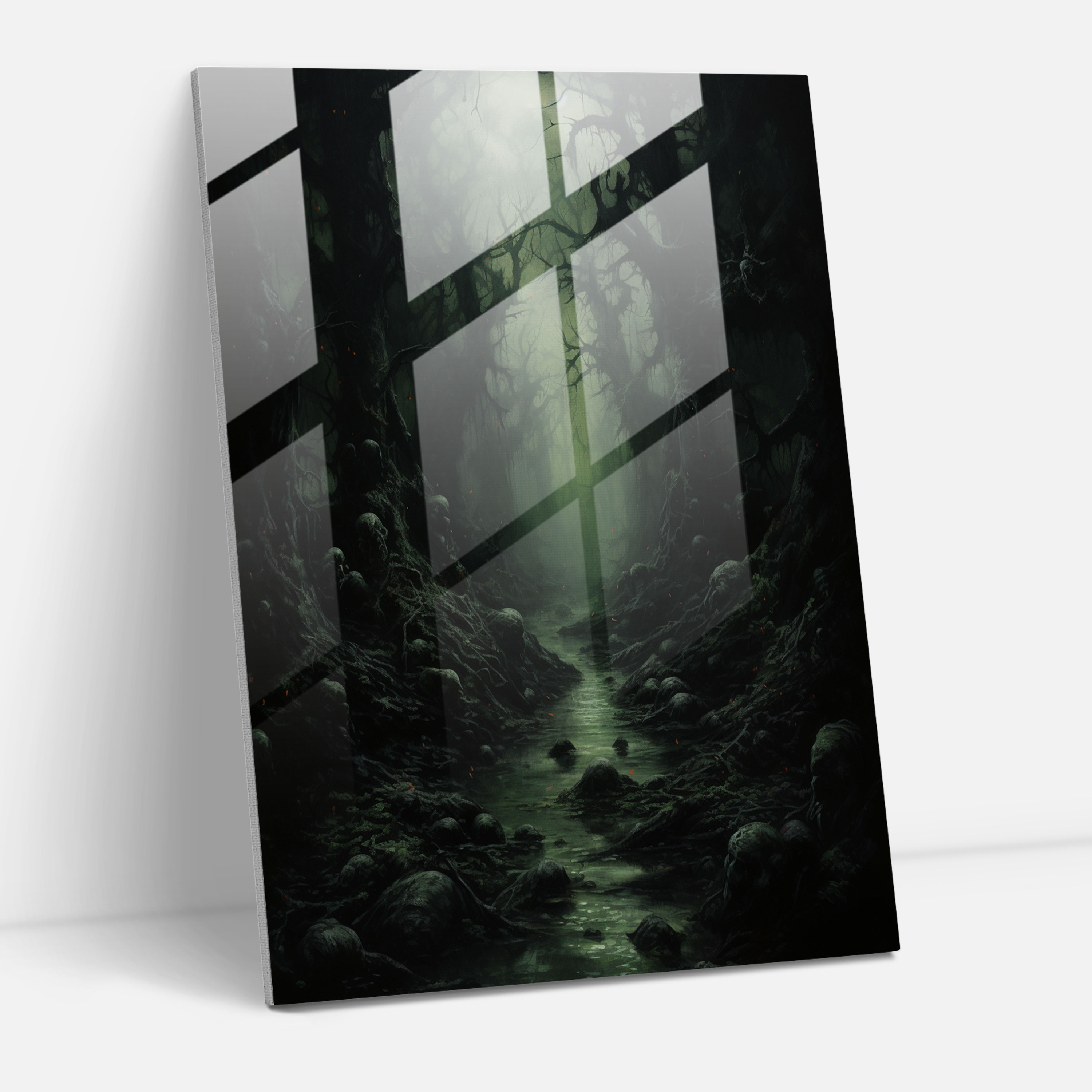 Horror Glass Print: Dark Forest - Horror, Glass Print, Eerie, Modern Art