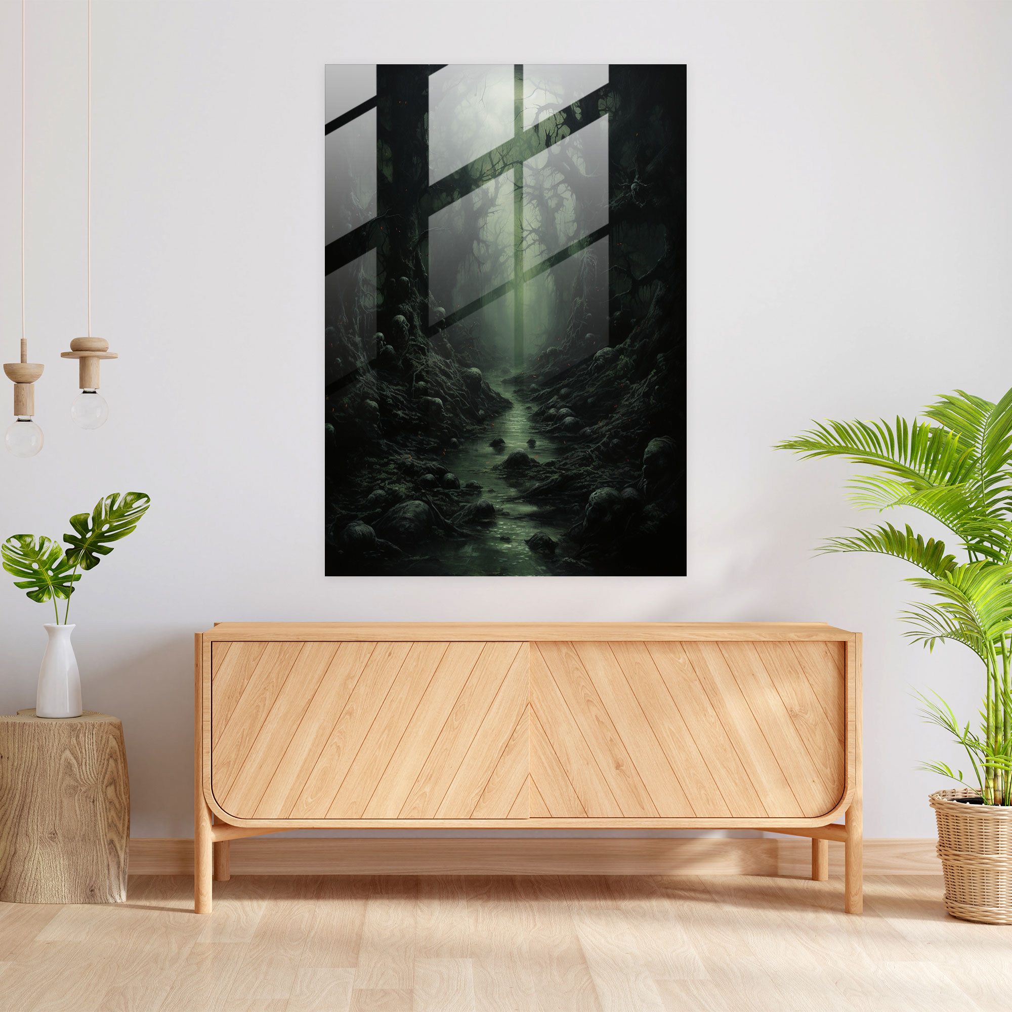 Horror Glass Print: Dark Forest - Horror, Glass Print, Eerie, Modern Art