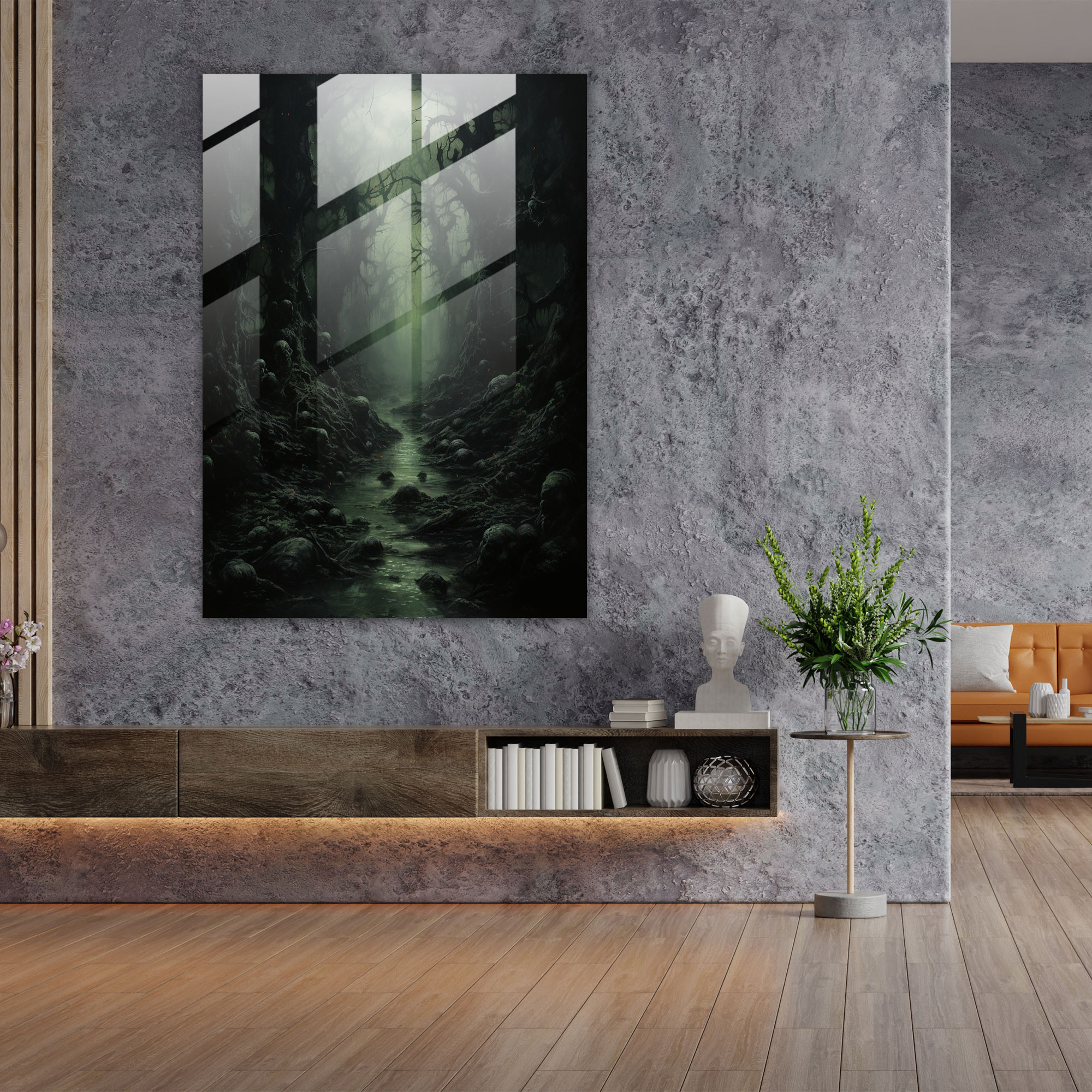 Horror Glass Print: Dark Forest - Horror, Glass Print, Eerie, Modern Art