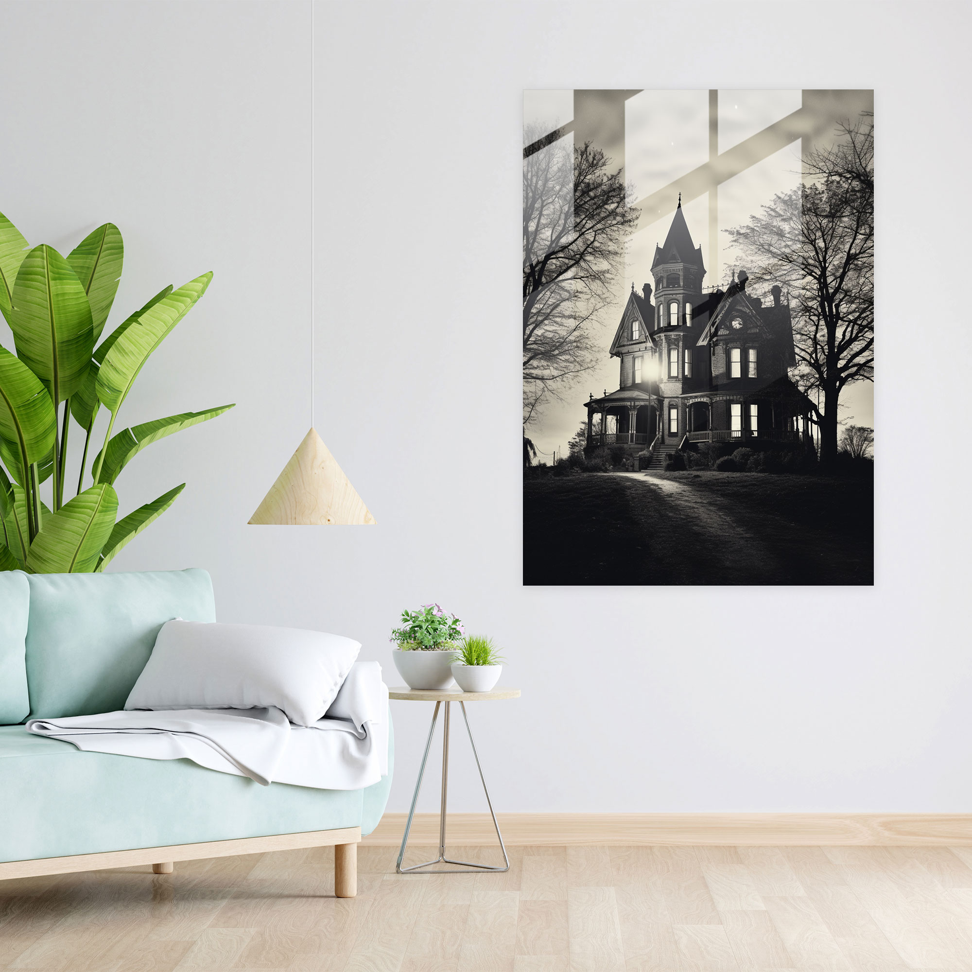Horror Glass Print: Haunted Mansion - Horror, Haunted Mansion, Modern Art, Horror