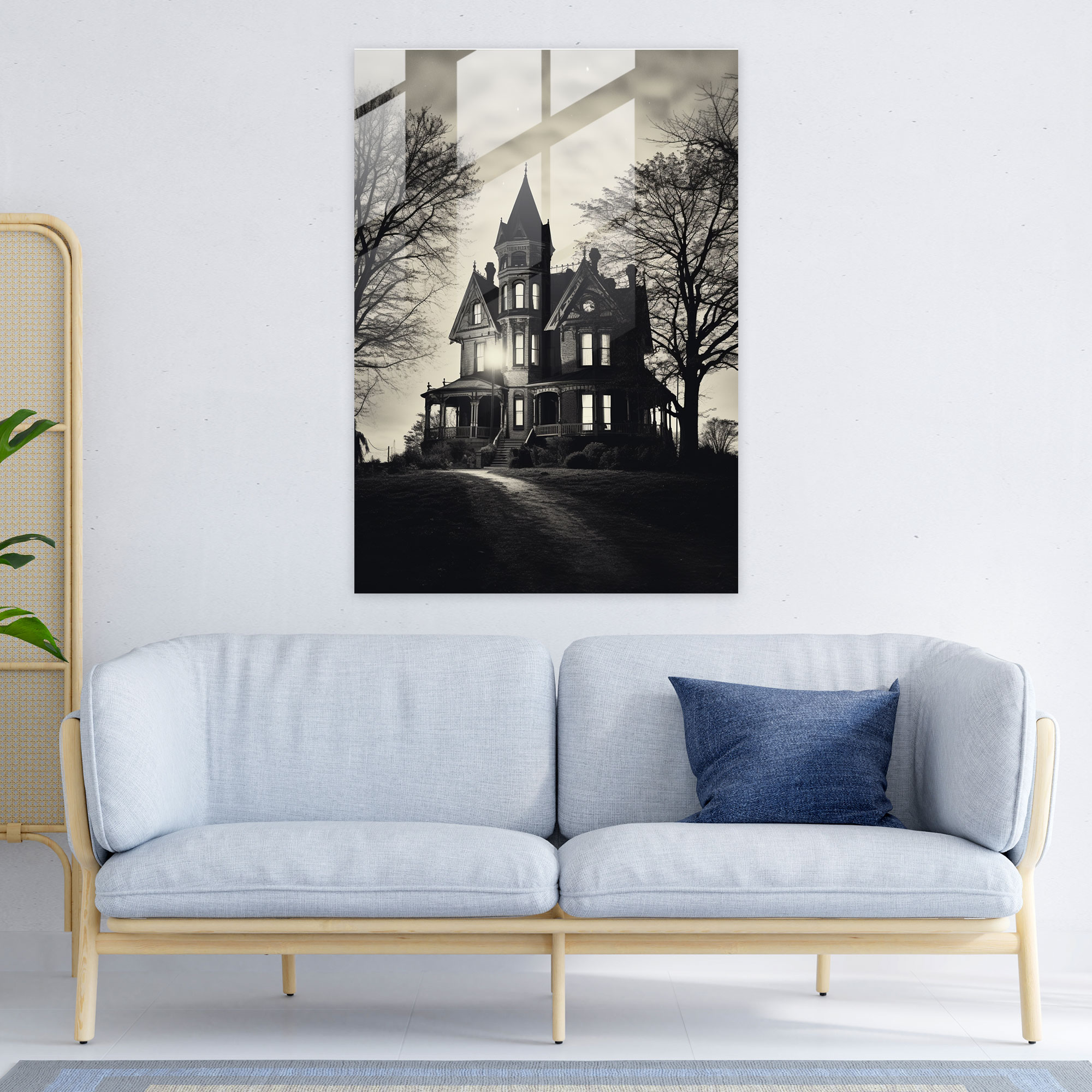 Horror Glass Print: Haunted Mansion - Horror, Haunted Mansion, Modern Art, Horror