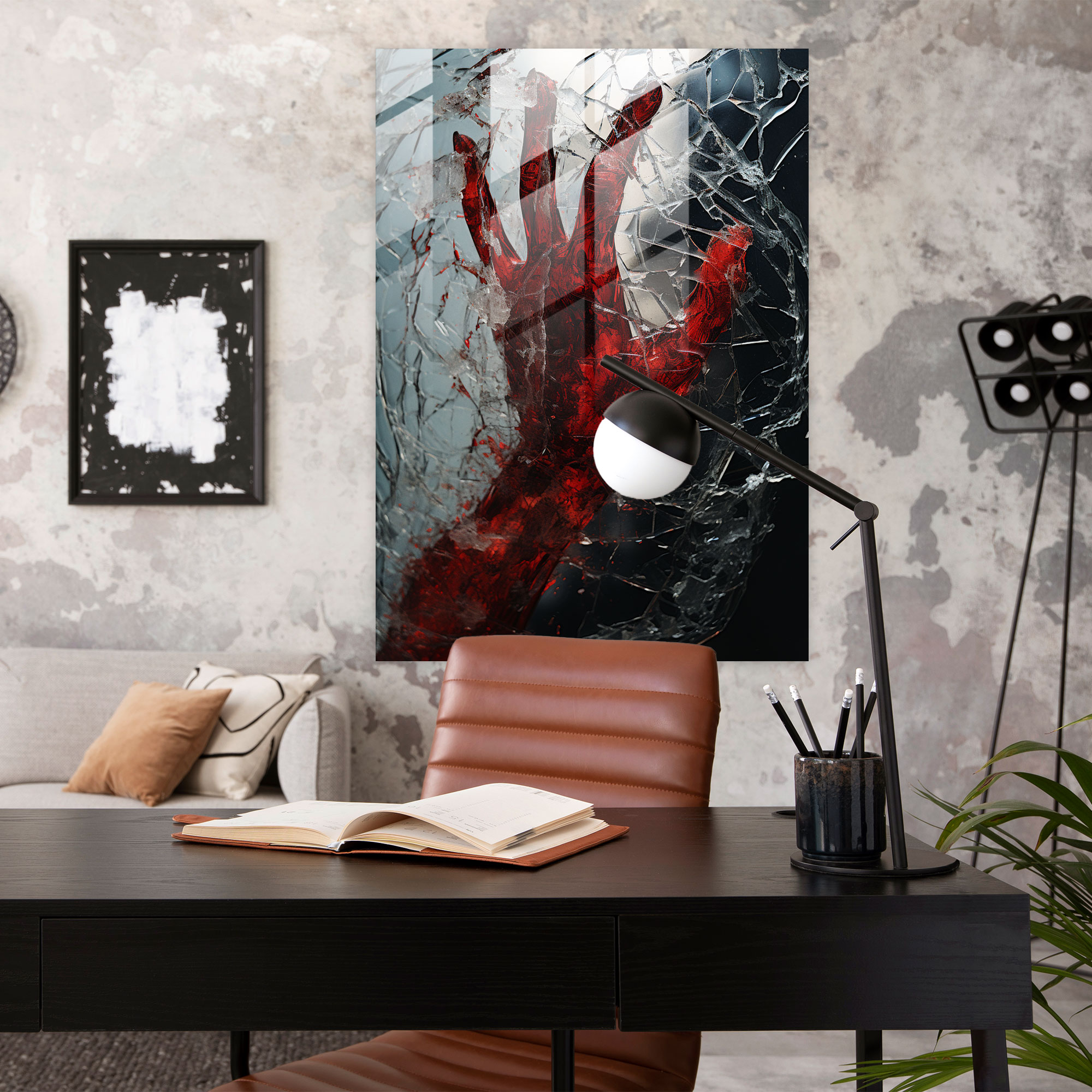 Horror Glass Print: Cracked Glass - Horror, Home Decoration, Glass Print, Glass Wall Art