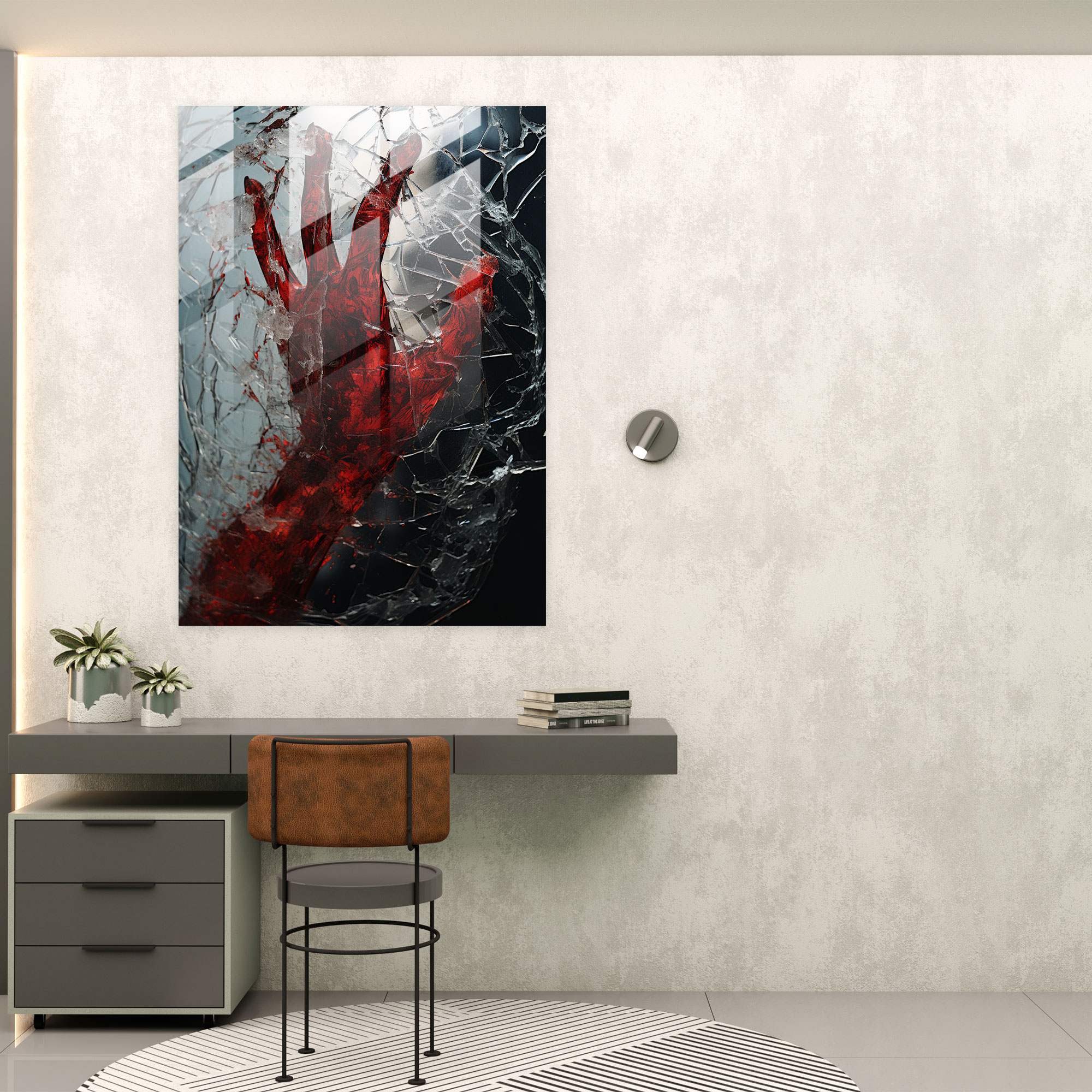 Horror Glass Print: Cracked Glass - Horror, Home Decoration, Glass Print, Glass Wall Art