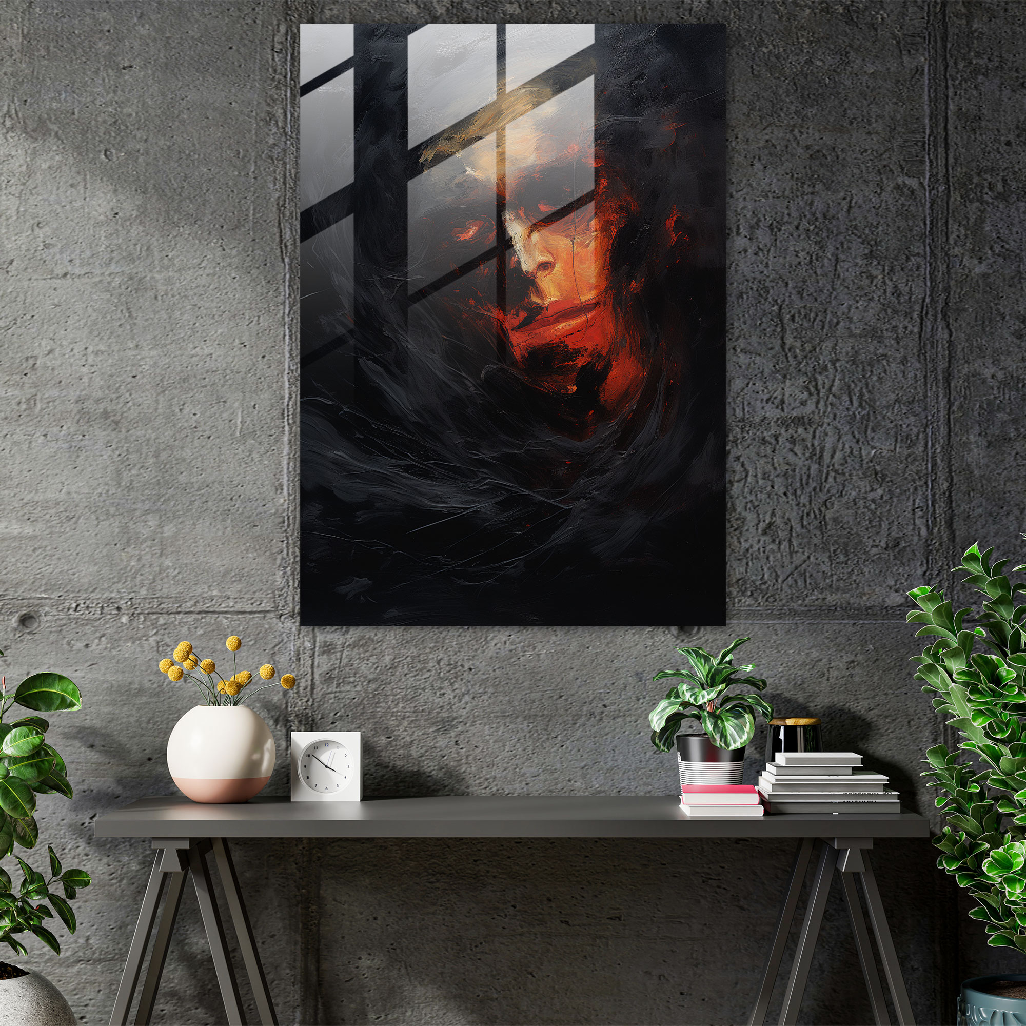 Horror Glass Print: Twisted Face - Horror, Sea Of Darkness, Glass Wall Art, Wall Decoration
