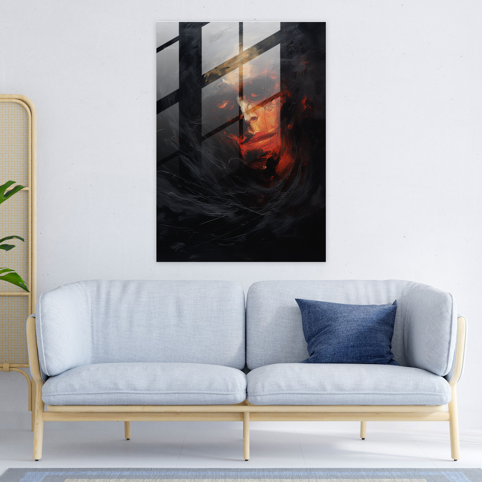 Horror Glass Print: Twisted Face - Horror, Sea Of Darkness, Glass Wall Art, Wall Decoration