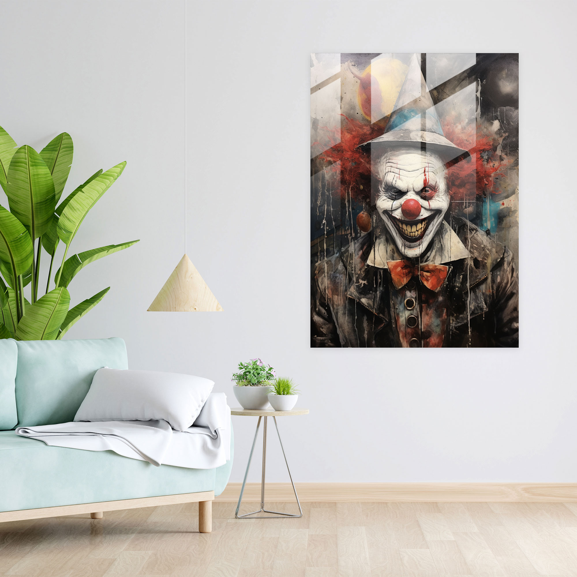 Horror Glass Print: Sinister Clown - Horror, Glass Print, Home Decoration, Horror