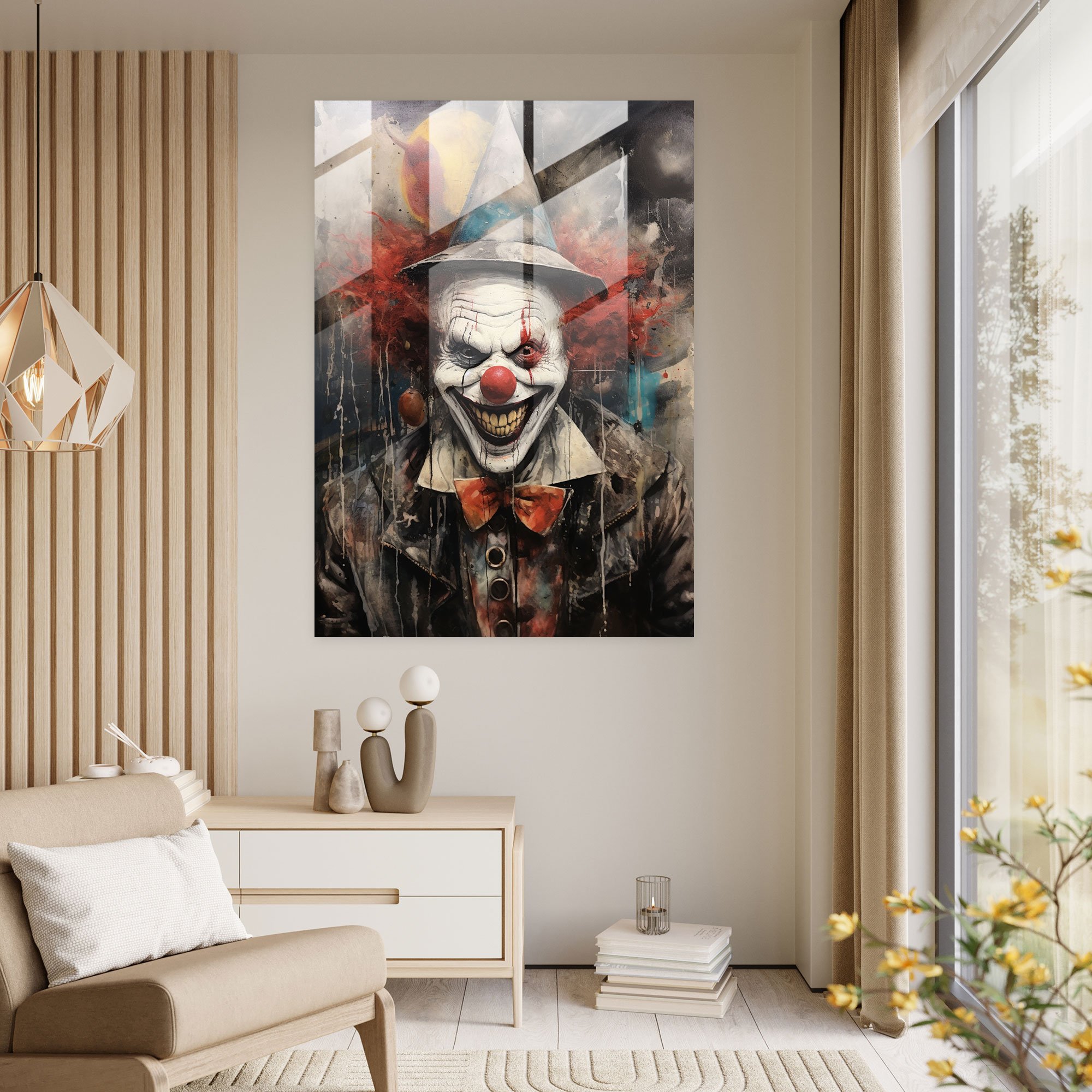 Horror Glass Print: Sinister Clown - Horror, Glass Print, Home Decoration, Horror