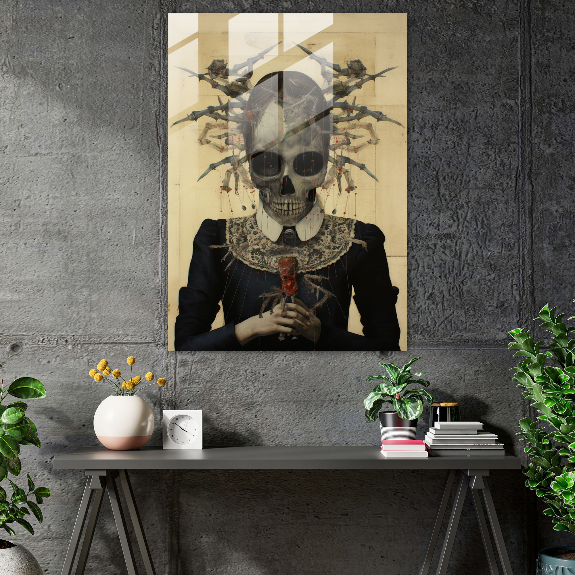 Horror Glass Print - Macabre Collage Art - Horror, Wall Decoration, Glass Art, Macabre