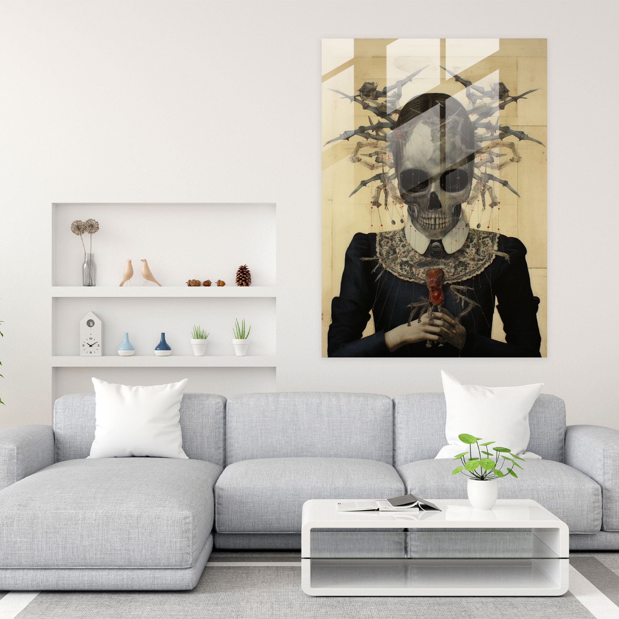 Horror Glass Print - Macabre Collage Art - Horror, Wall Decoration, Glass Art, Macabre